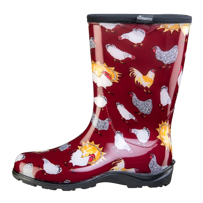 Sloggers Womens Chicken Print Red Waterproof Outdoor Boots Size: 9 ...