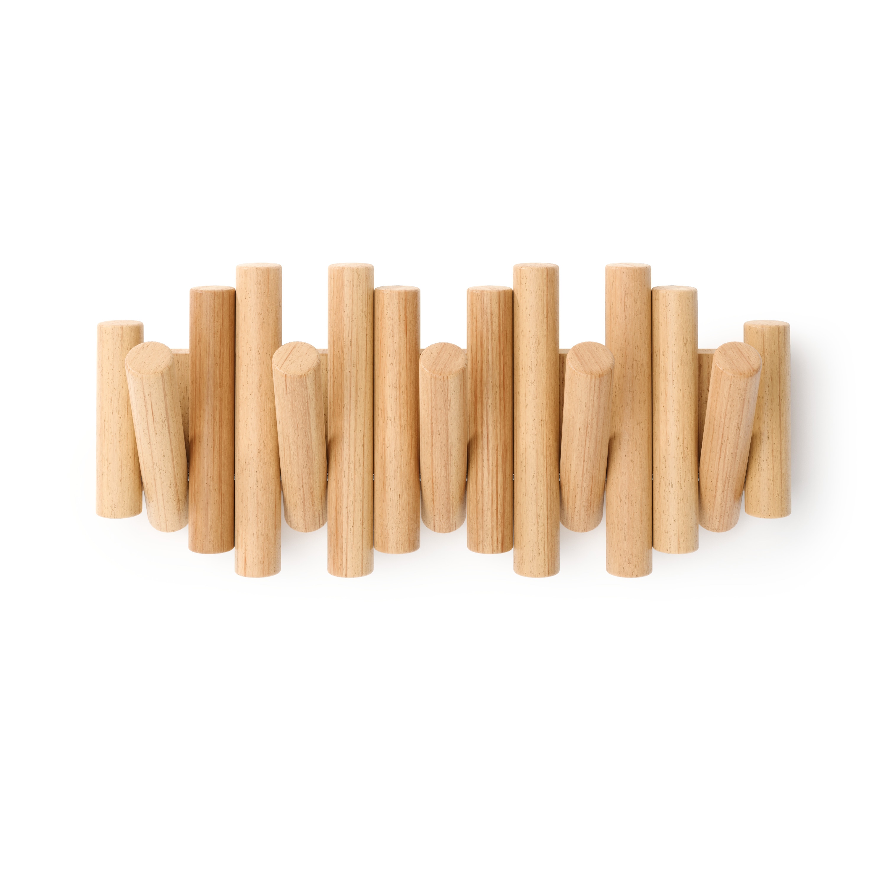 Beveled Pine Wood Wall Art with 5 Flip-Down Hooks