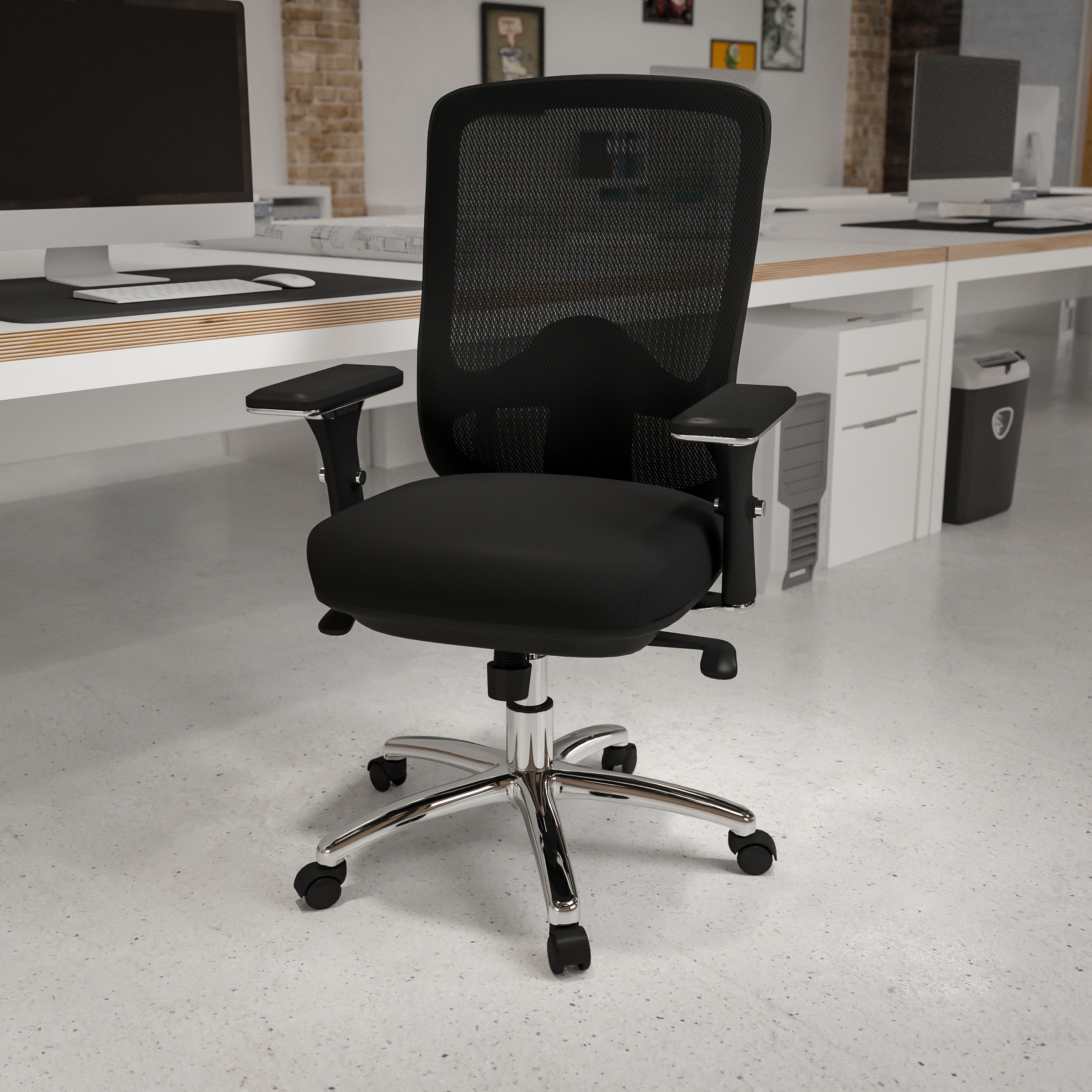 HomeRoots High Back and Neck Support Black Mesh Office Chair in the Office  Chairs department at