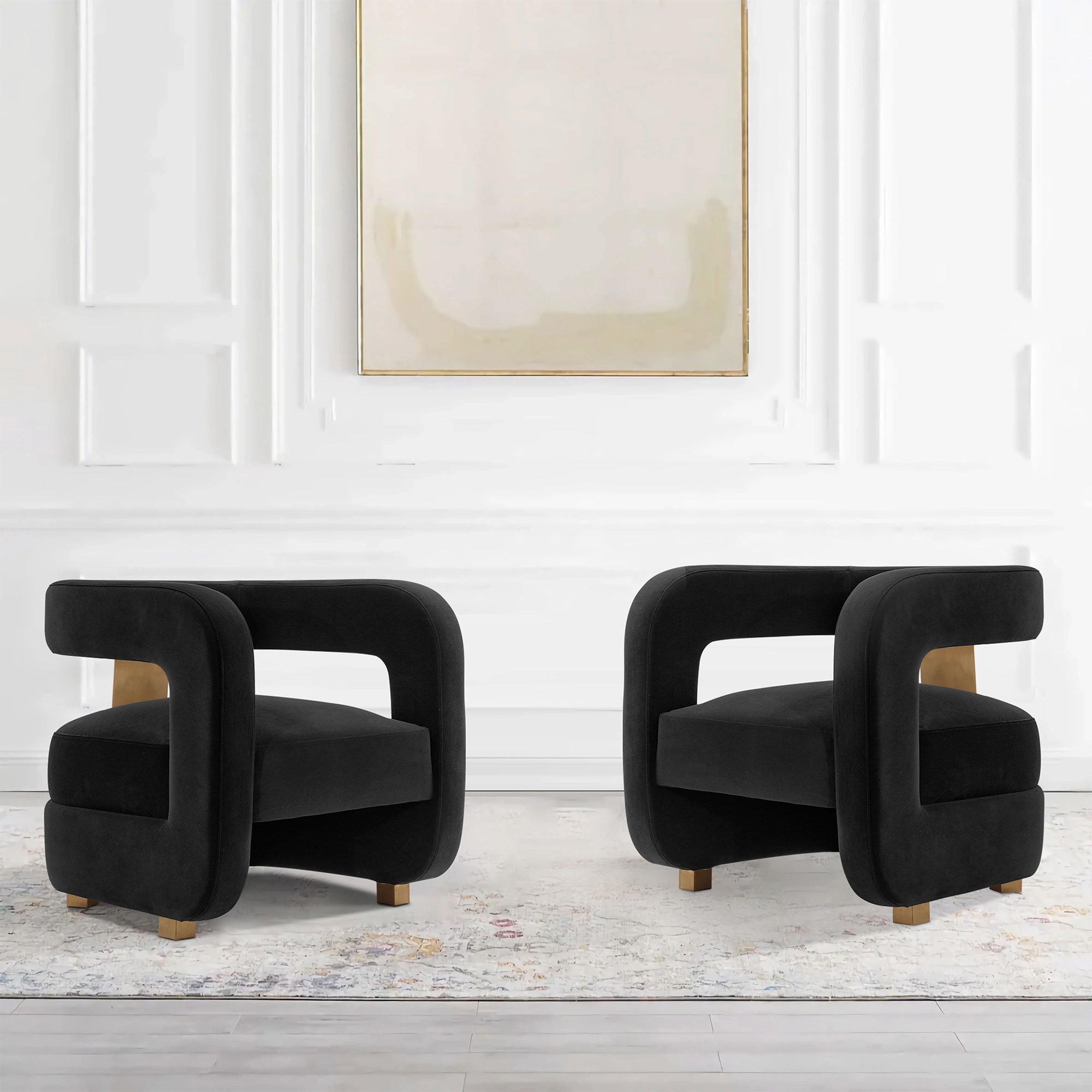 Manhattan Comfort 2-AC060-BK 2 Modern Black Velvet Accent Chair
