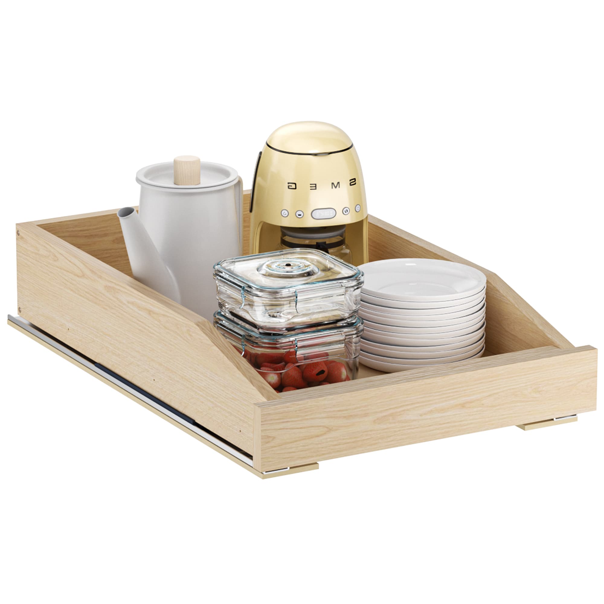 LUXEYARD Solid Wood Pull Out Cabinet Organizer Drawer with Soft Close Full Extension Slides for Kitchen Pantry Base Cabinet