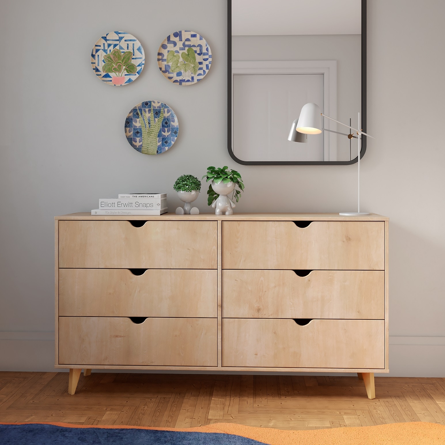 Falkk FKEX-804BERG Natural Wood 6 -Drawer Standard dresser
