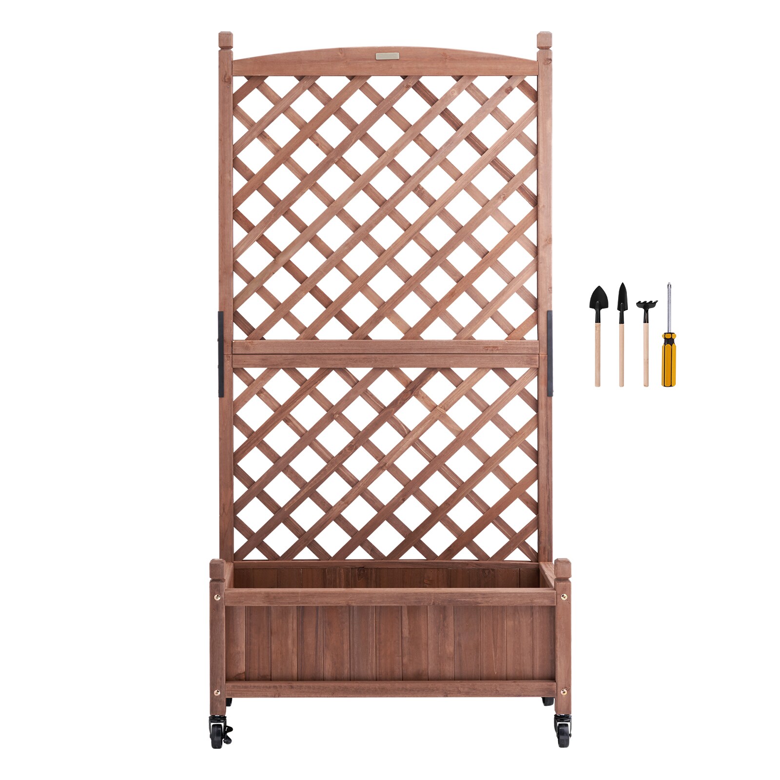 SKYSHALO Z75X31X150CM2K2NRV0 Rectangle 29.5-in W Small Brown Wood Outdoor Garden bed with Drainage Holes