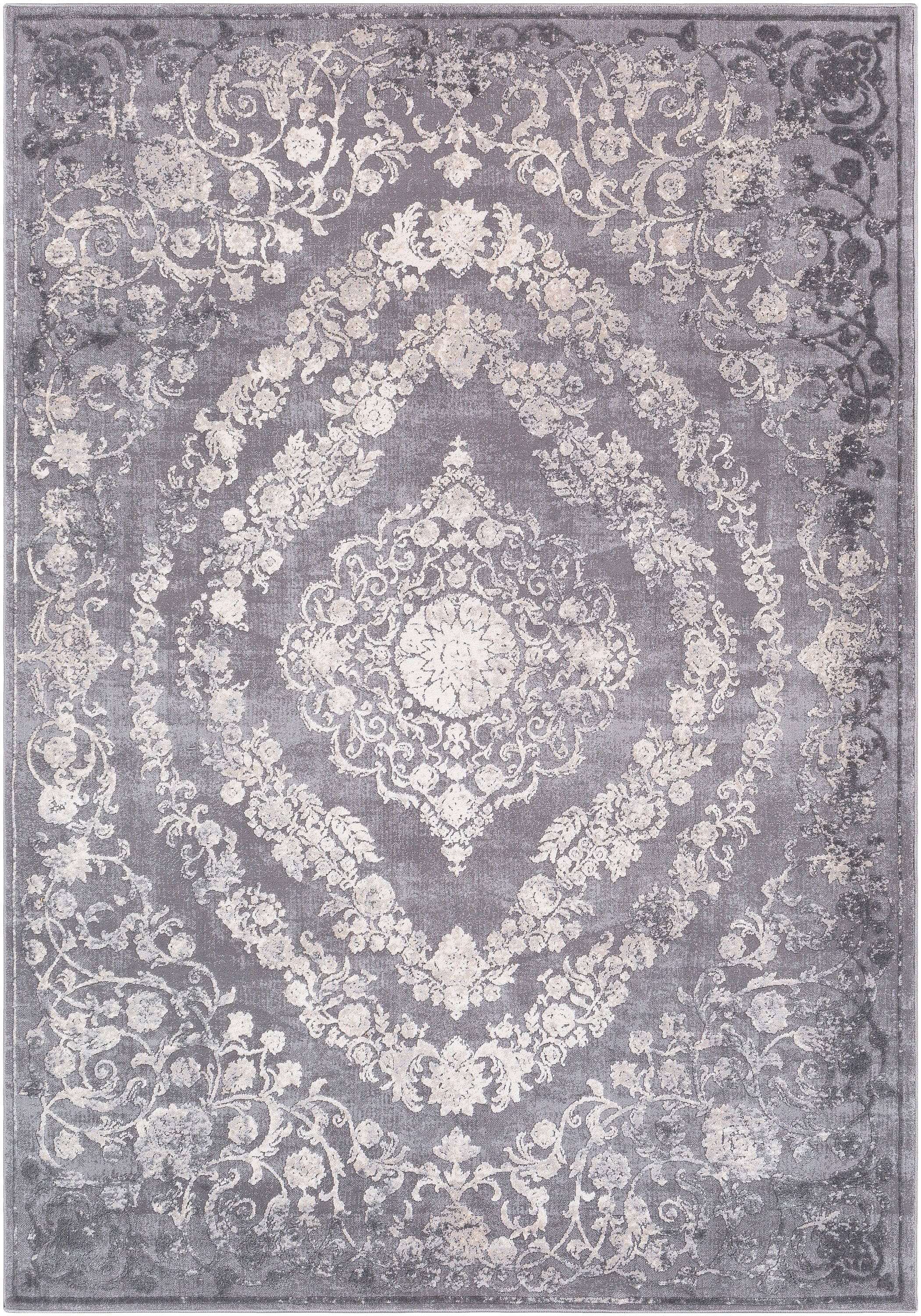 Gray Serenity Reversible Rectangular Wool-Blend 5'3" x 7'6" Area Rug