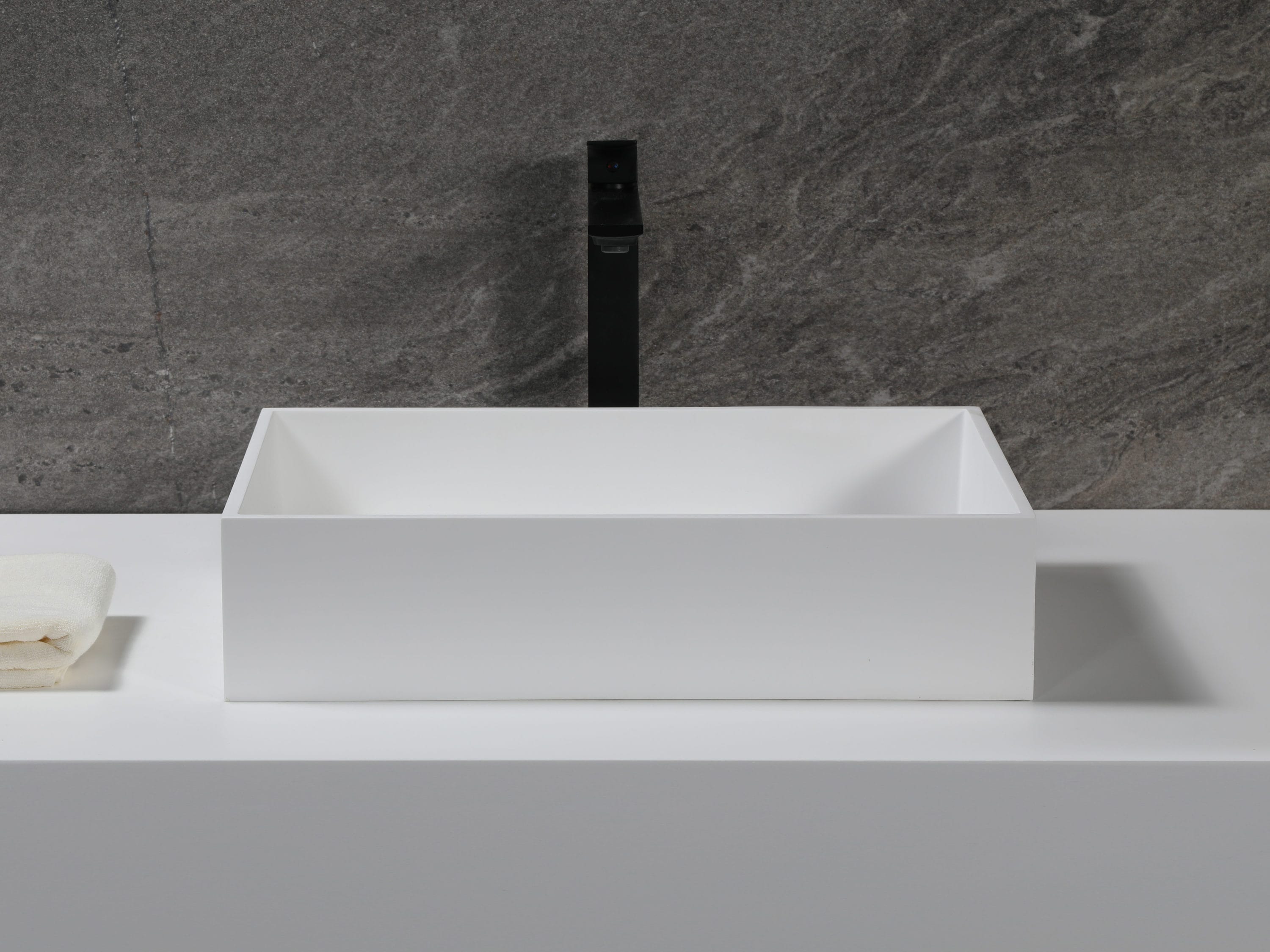 ALFI Resin Vessel Rectangular Modern White Matte Bathroom Sink with ...