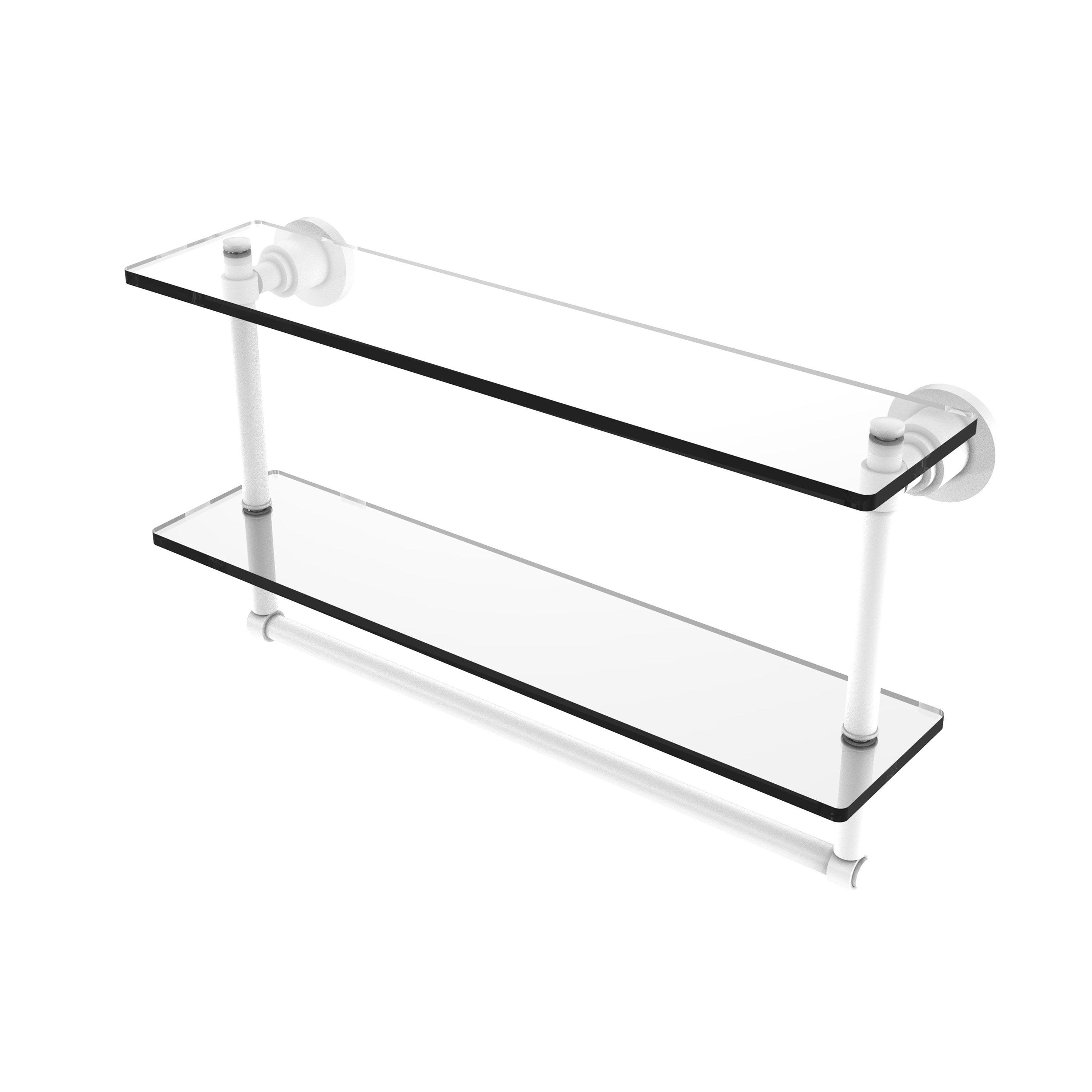 Allied Brass WS-2TB/22-WHM Washington Square Matte White 2 -Tier Wall mount Bathroom Shelf ( 22-in x 12-in x 5-in )