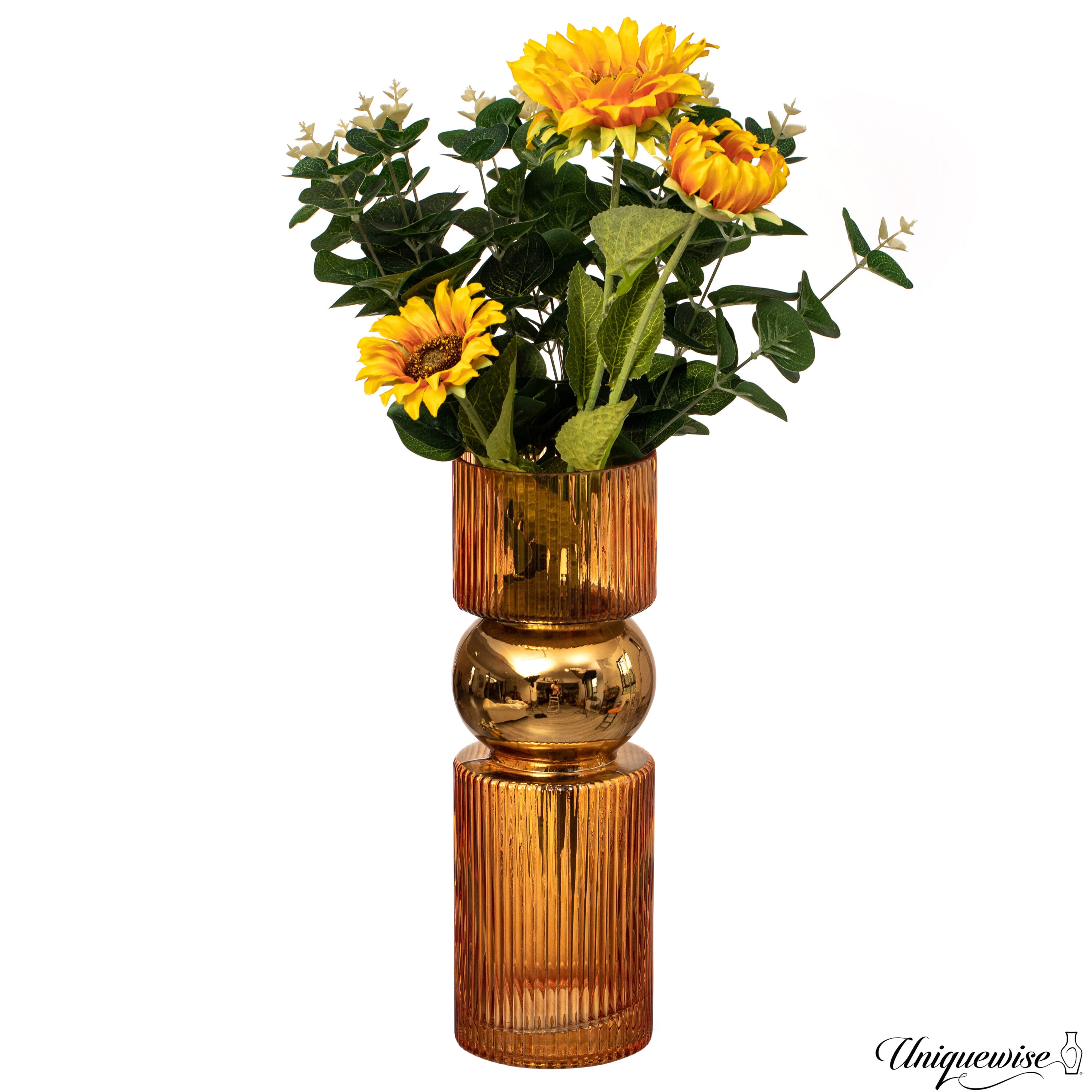 Uniquewise QI004735.OR.S Orange Glass Modern Vase