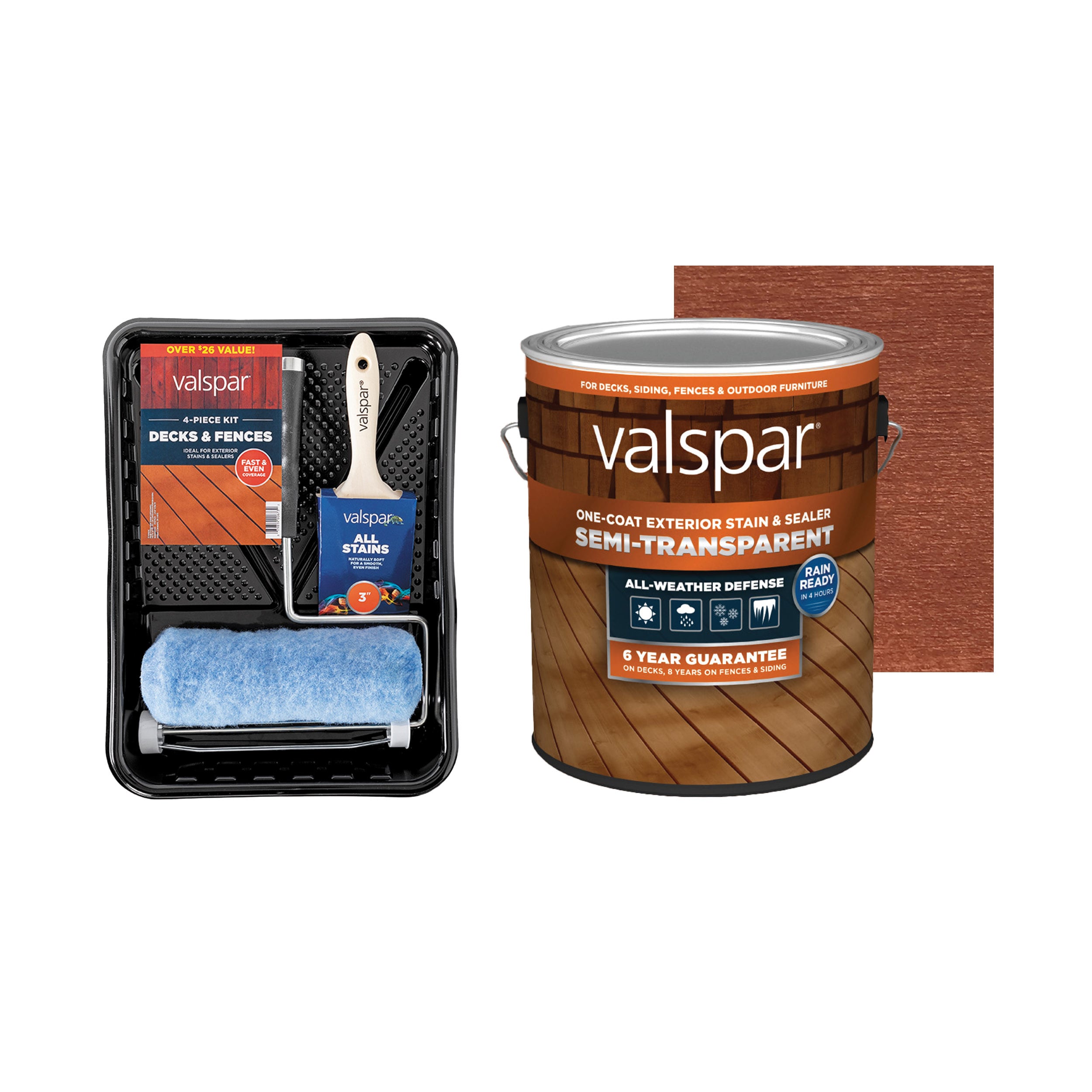 Valspar Semi-Transparent Badlands Red Exterior Stain Project Kit