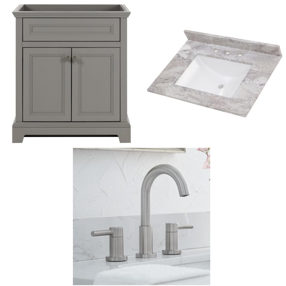 Style Selections  Merrill Gray 30-in Vanity Base, Top & Faucet Bundle