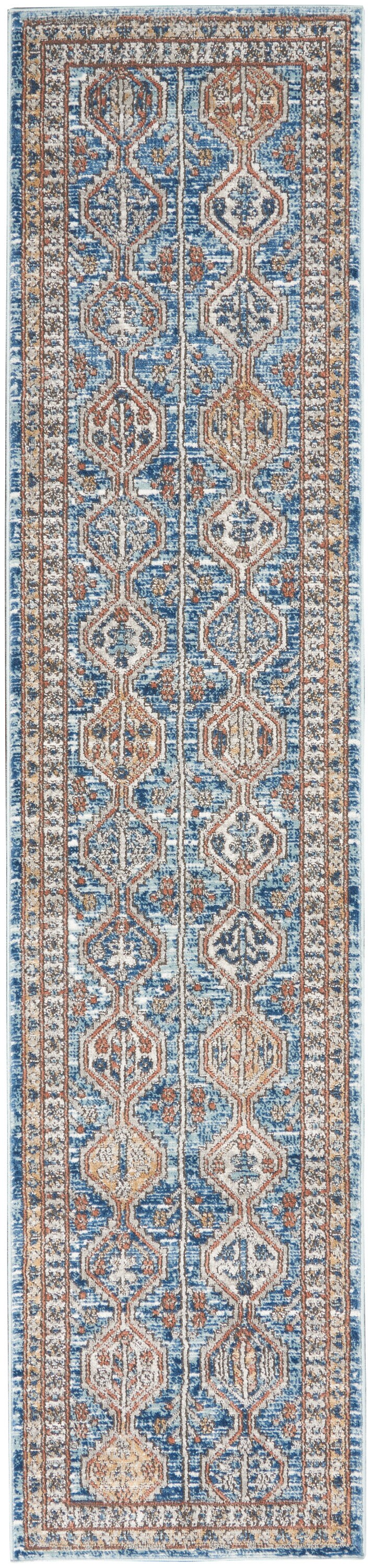 Nourison Concerto 2 x 10 Blue Indoor Border Runner Rug at Lowes.com