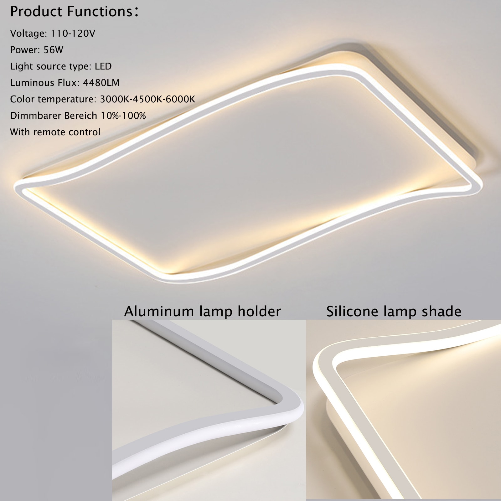 Oukaning Stepless Dimming Ultra-thin 1-Light Brushed White LED Flush ...