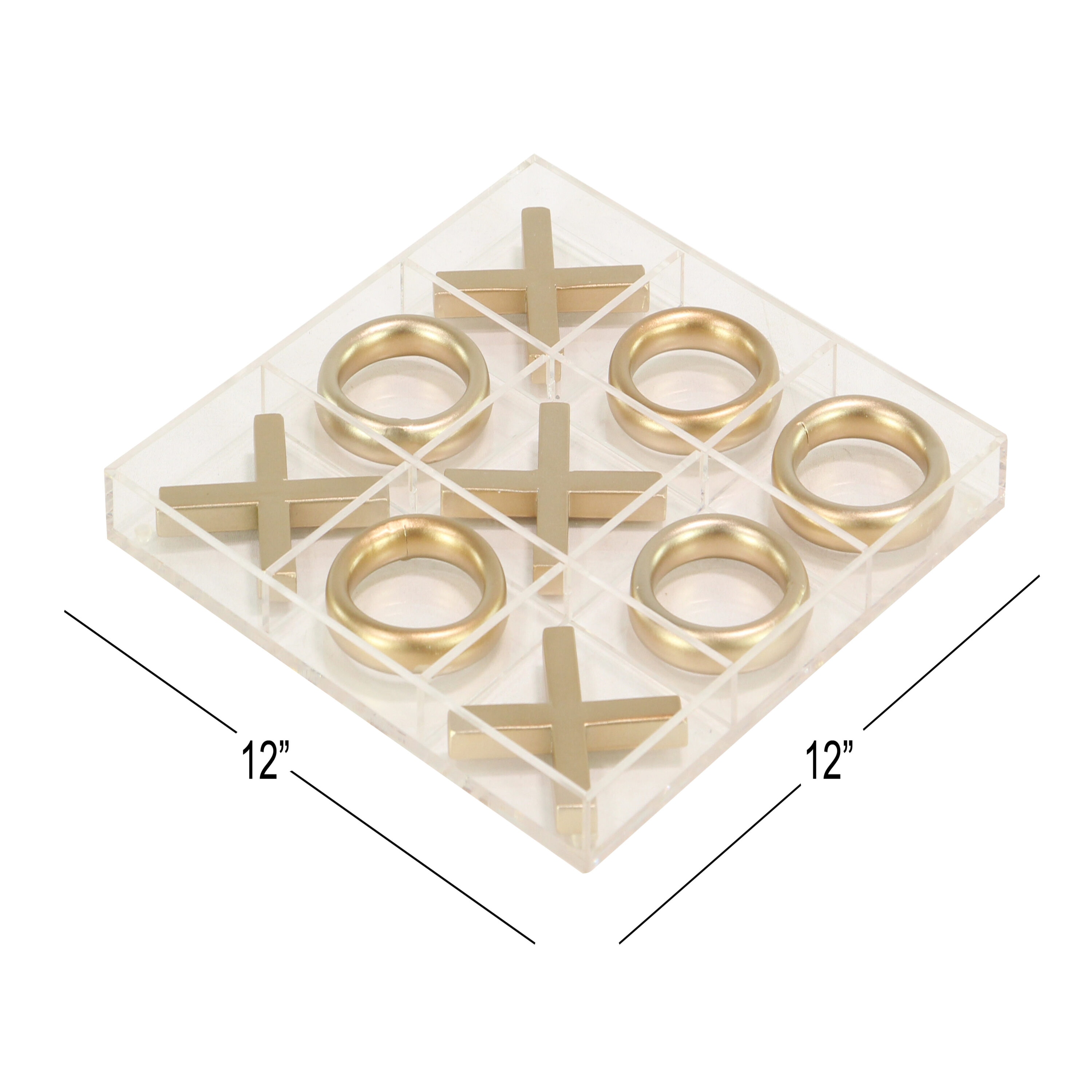 12" Gold and Clear Acrylic Tic Tac Toe Set