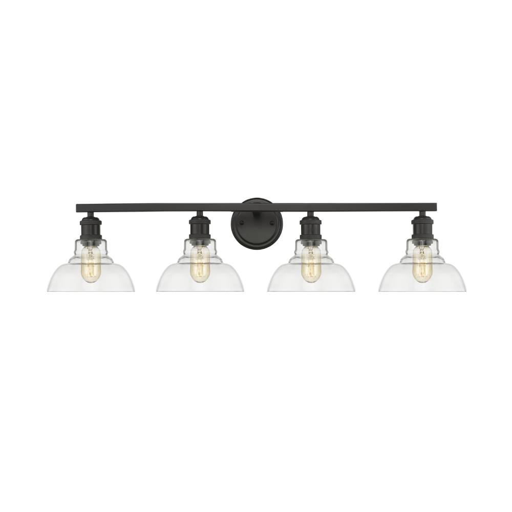 Golden Lighting 0305-BA4 BLK-CLR Carver 36-in 4 -Light Black Transitional Vanity light