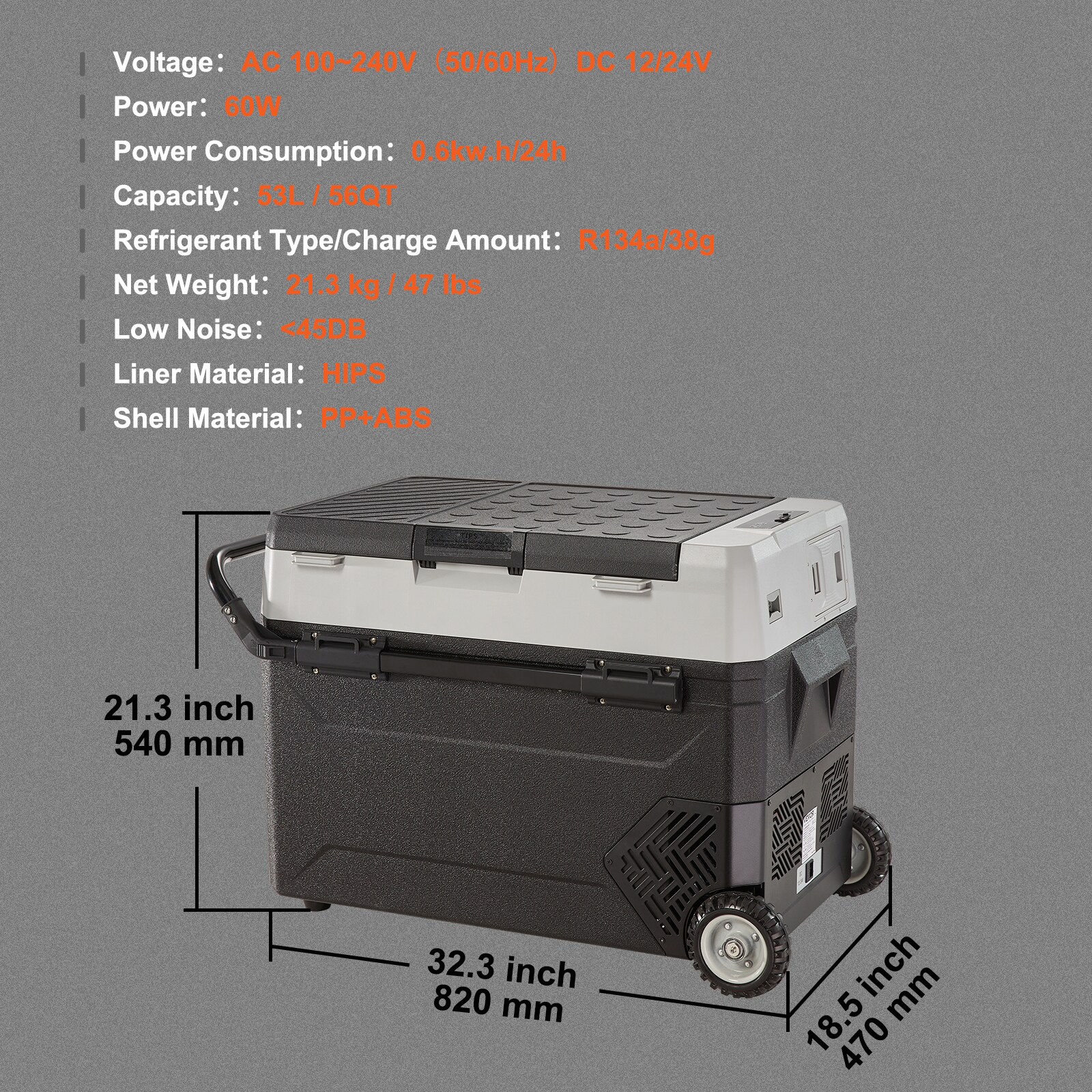 VEVOR 56 QT. Electric Cooler Portable Mini Car Fridge