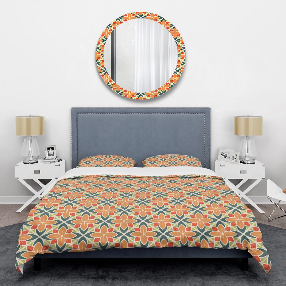 Designart BED24542-T 3 -Piece Orange Twin Duvet cover Set