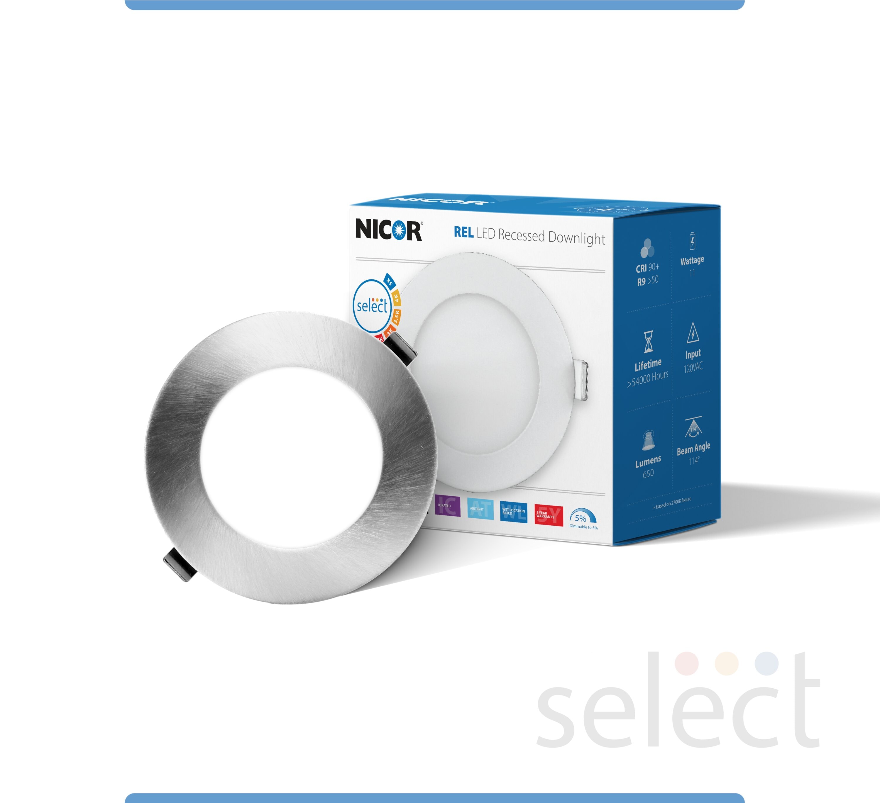 Nickel 4'' Round LED Canless Recessed Lighting Kit