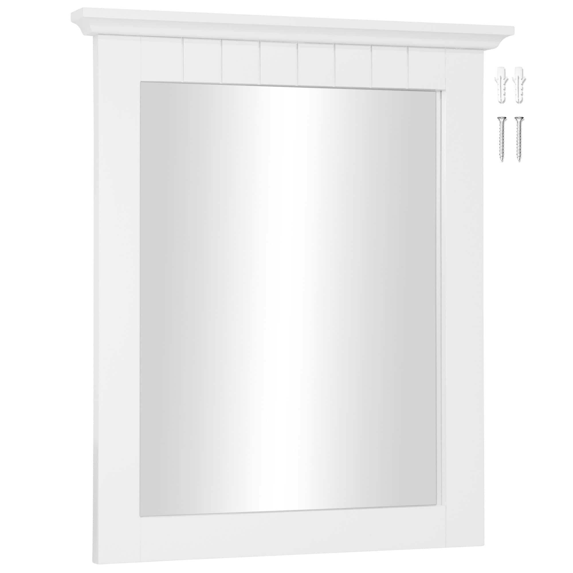 Design House 541581-WHT Cottage 21-in x 24-in Framed Rectangular Bathroom Vanity Mirror ( White )