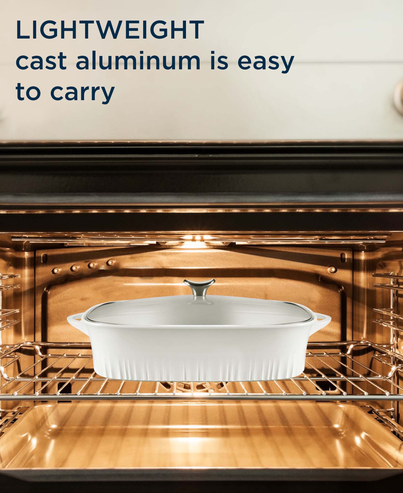 Instant Brands Lightweight Cast Aluminum Round Baking Pan, Fast & Even  Heating, White Ceramic Non-Stick Interior, Table-Ready Elegance in the  Bakeware department at