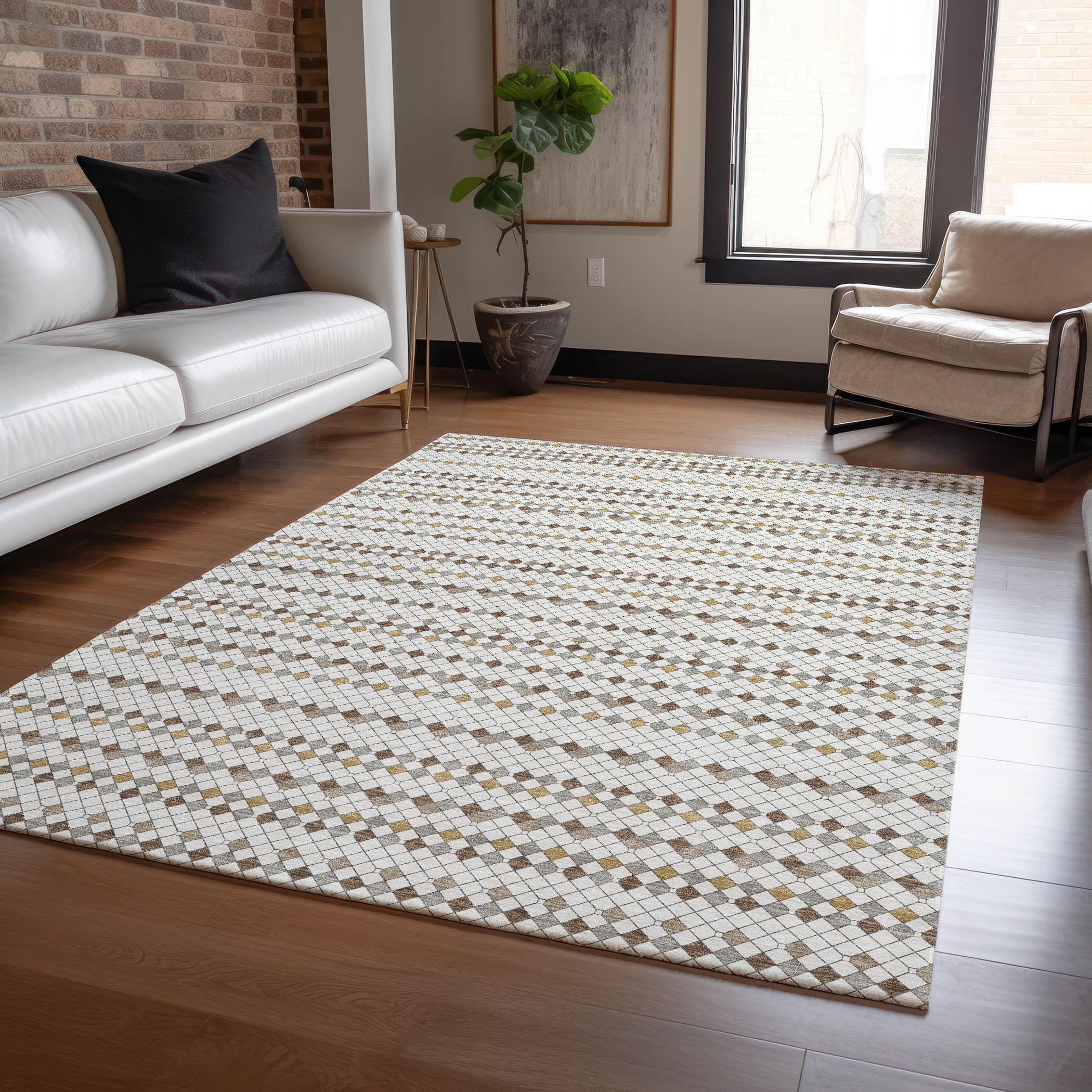 Addison Rugs ACN1411IV30X46 Chantille ACN1411IV 2 x 3 (ft) Polyester Ivory Rectangular Indoor/Outdoor Geometric Machine washable Area rug