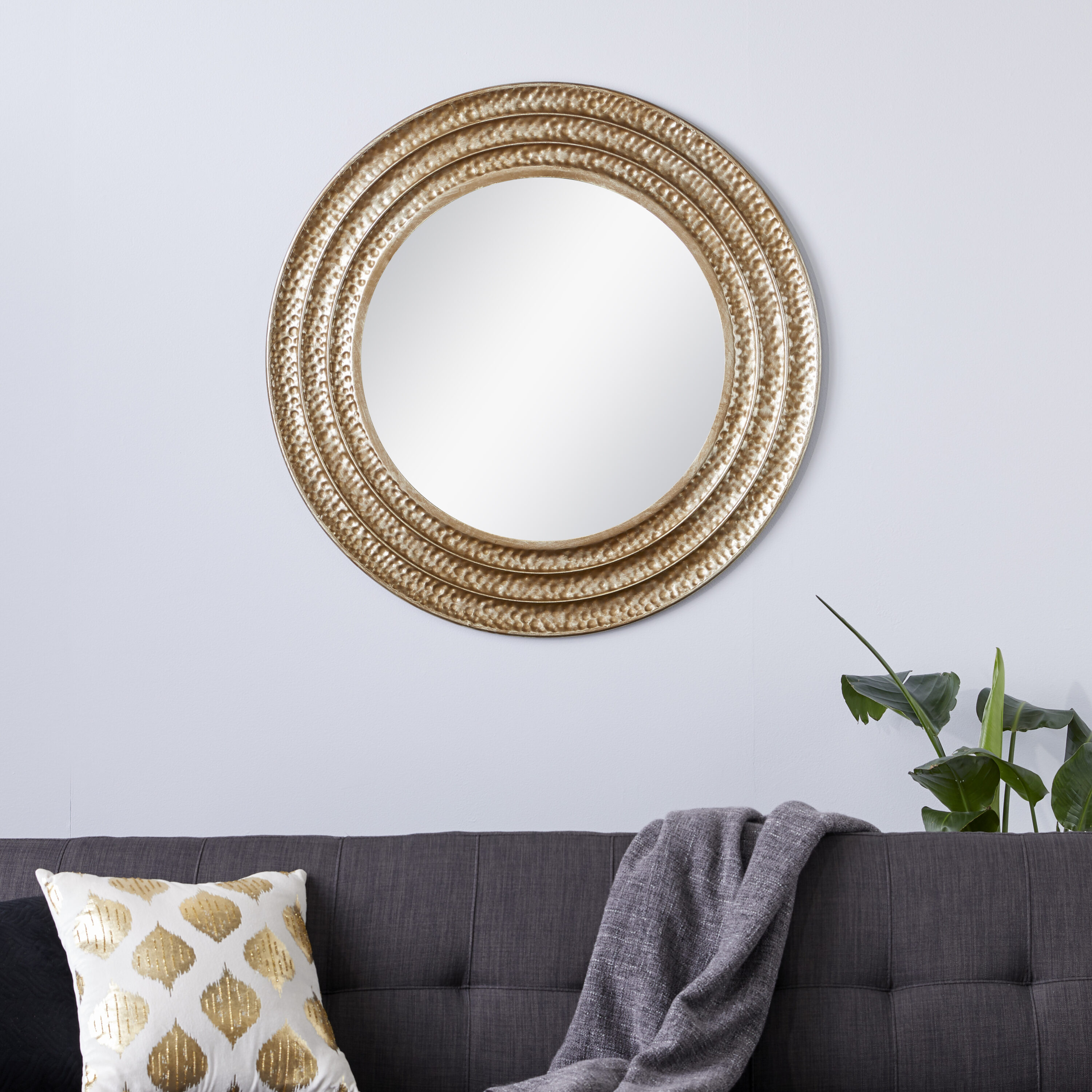 Grayson Lane 16417 39.25-Inches W x 39.25-Inches H Round Gold Textured Framed Wall Mirror