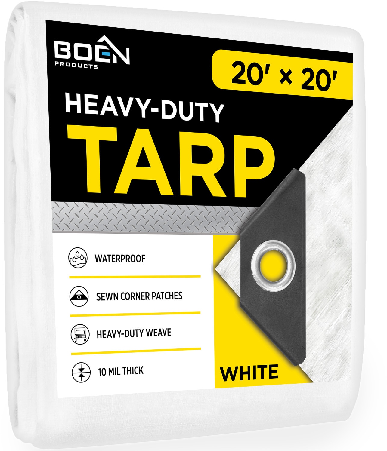 BOEN WT-2020 20-ft x 20-ft White Waterproof Commercial Polyethylene 10-mil Tarp