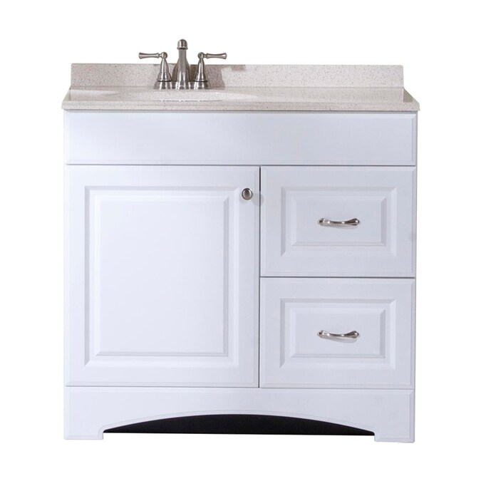 Style Selections Almeta 36 In White Single Sink Bathroom Vanity With Tan Cultured Marble Top The Vanities Tops Department At Com - 36 In White Single Sink Bathroom Vanity With Cultured Marble Top