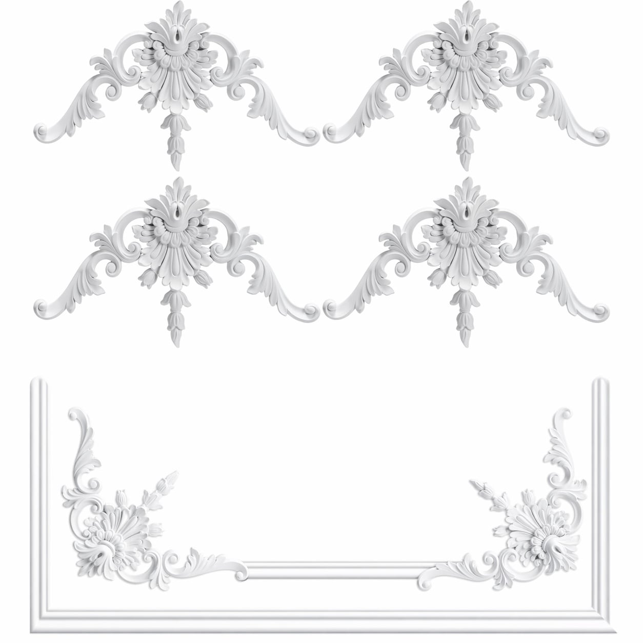 Aoibox  4 Piece Vintage Style Corner Wall Molding Set for Wainscoting Frames and Interior Decor 4 33 x 4 33 x