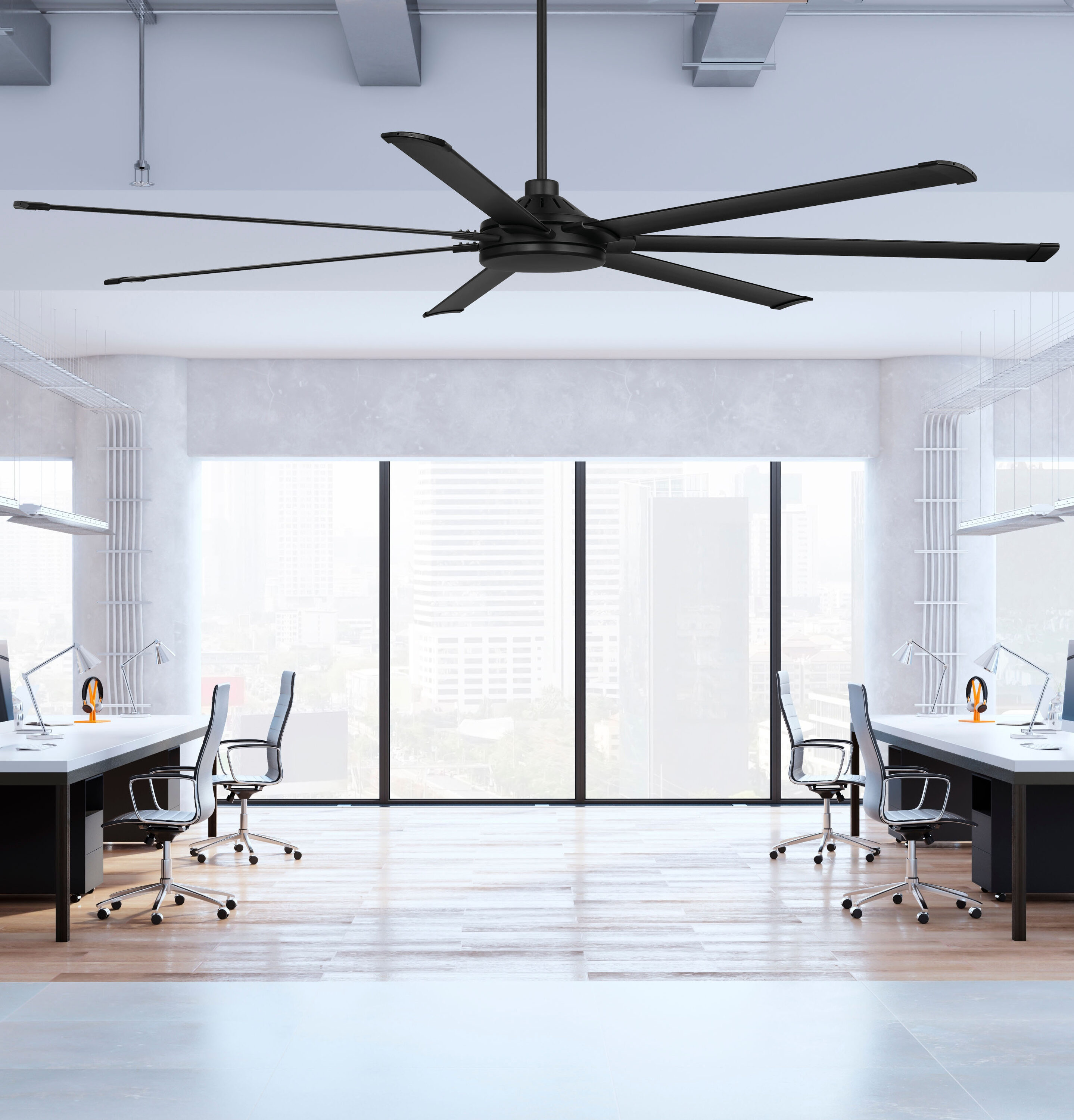 harbor breeze megalodon 100-in matte black indoor/outdoor ceiling fan (7-blade)