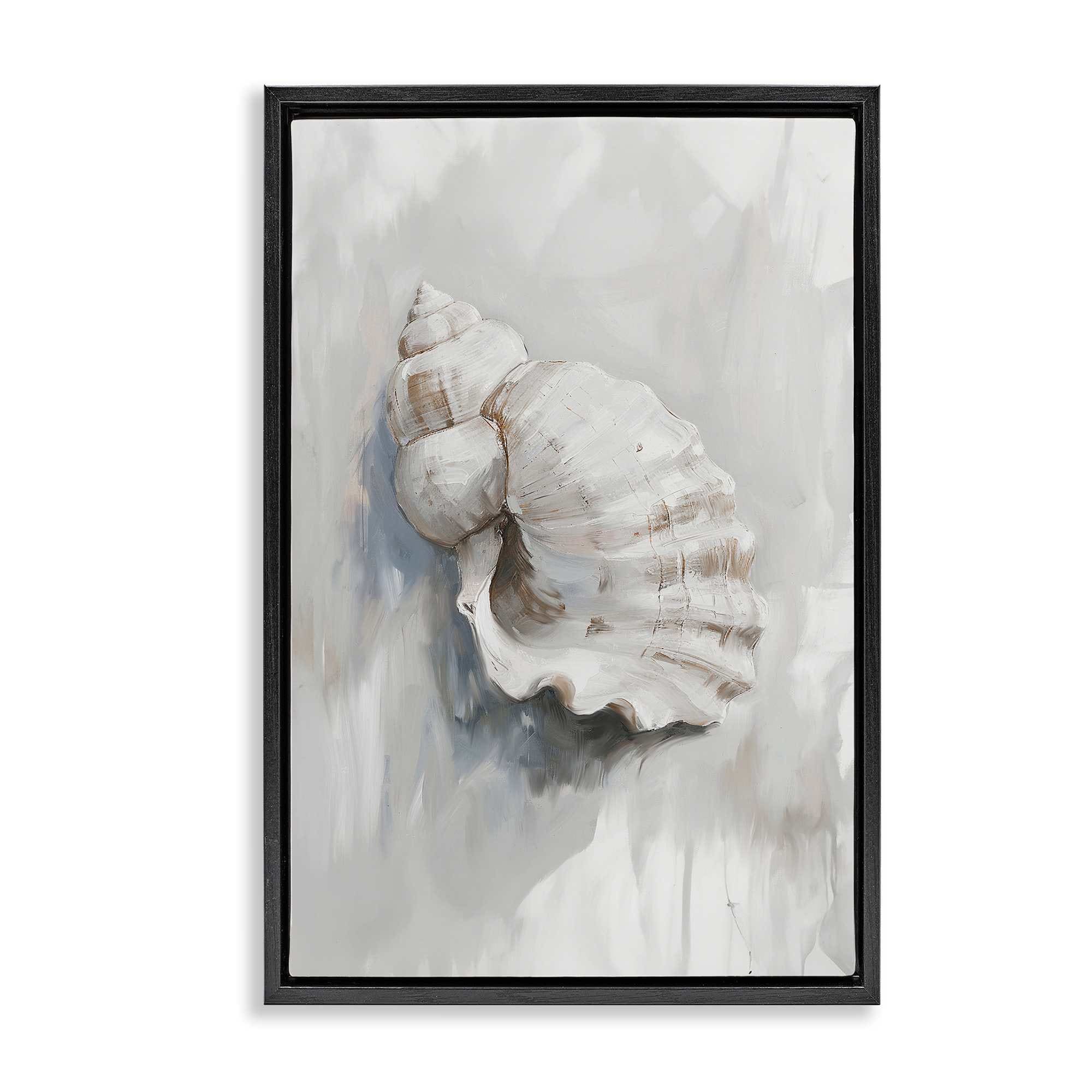 Stupell Industries BS-965-FFB-20X30 Neutral Curved Seashell Floating Frame design by Ramona Murdock