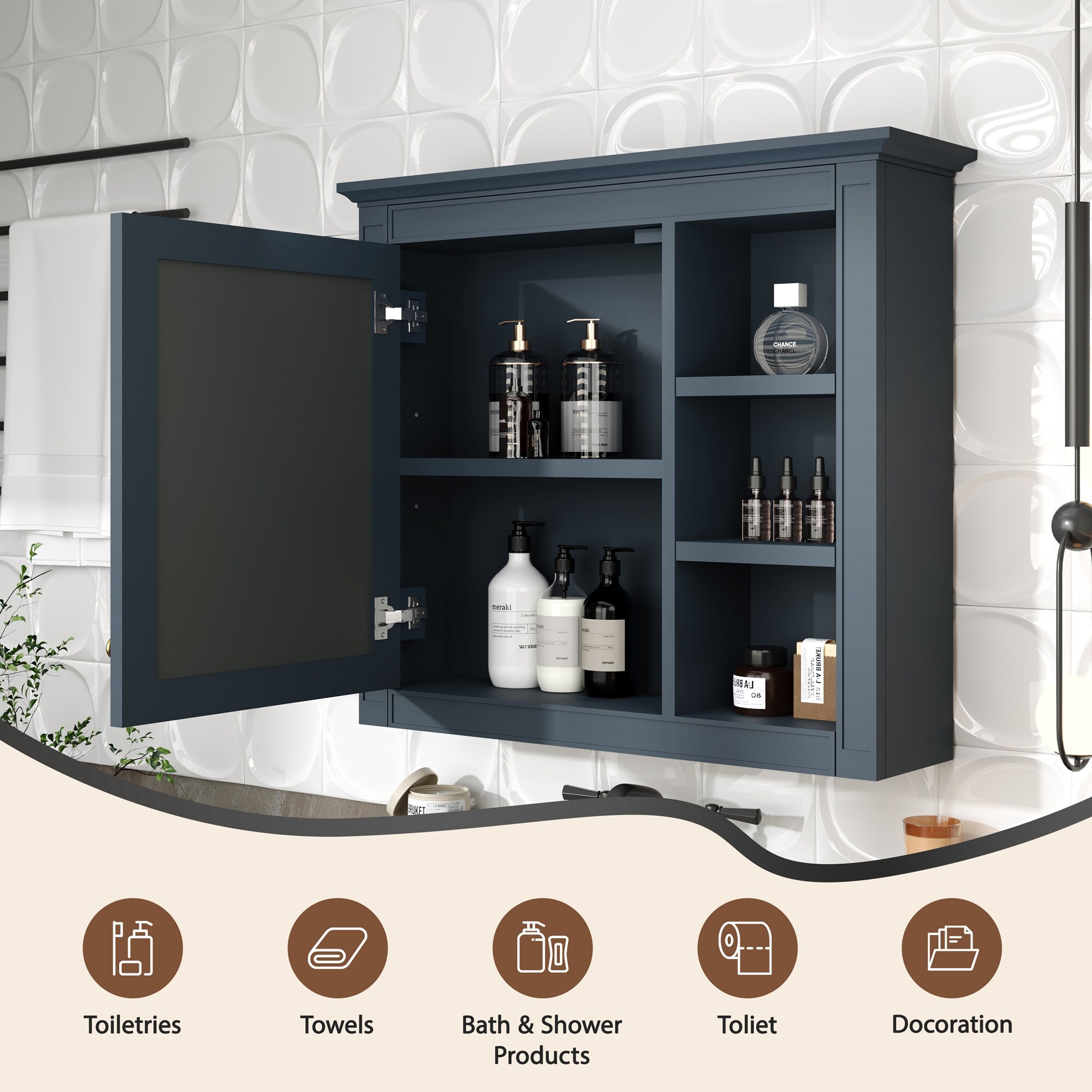 Hrinhom BA02-BLUE Bathroom-Medicine-Cabinets - View #6