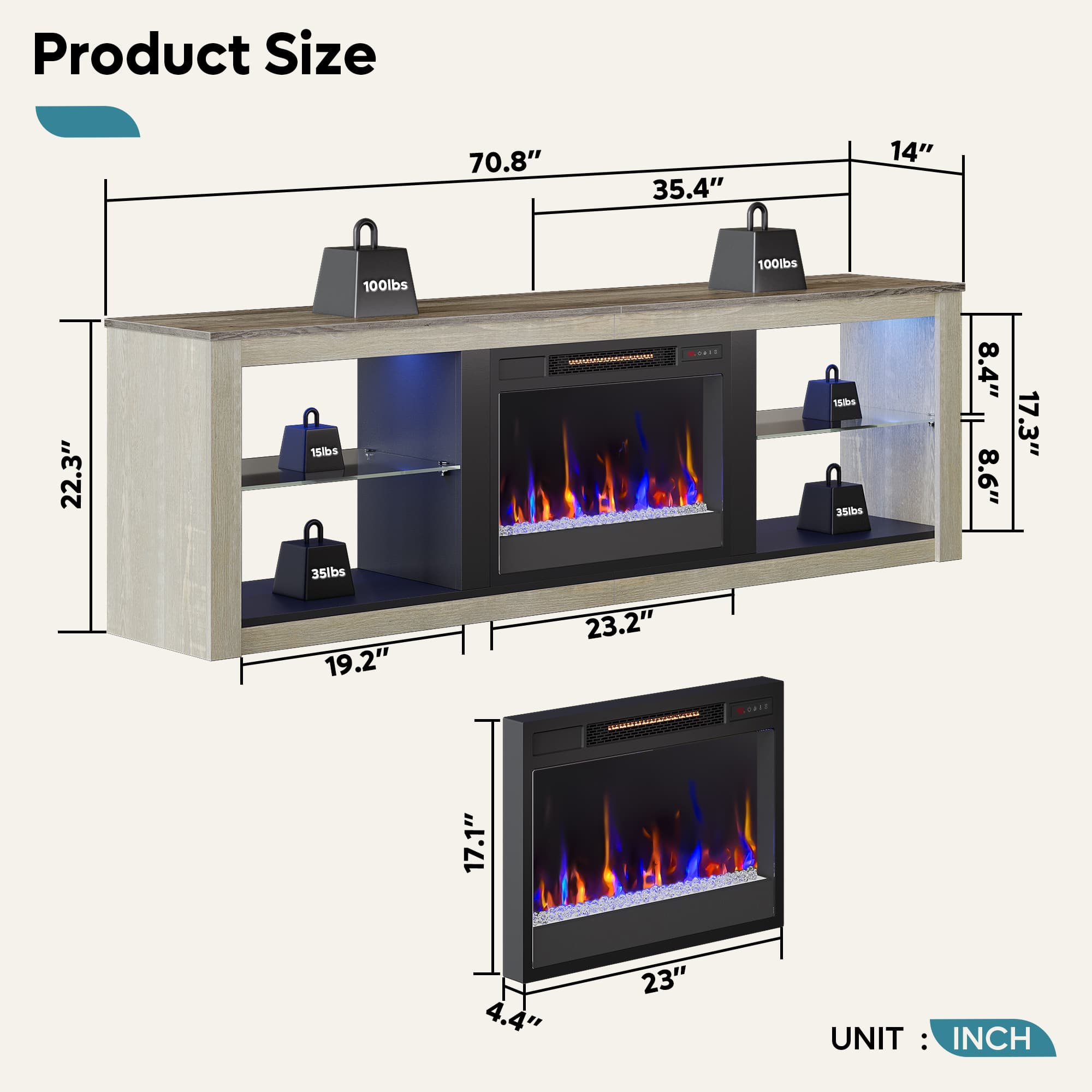 Bestier LOW-L1003180-WHTW2 Electric-Fireplaces - View #4