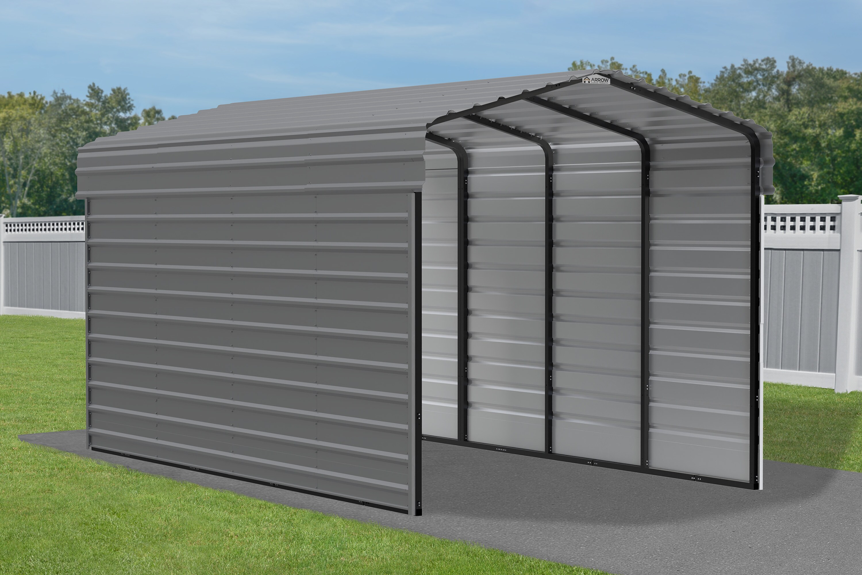 10' x 20' Charcoal Steel Carport Kit with Enclosure