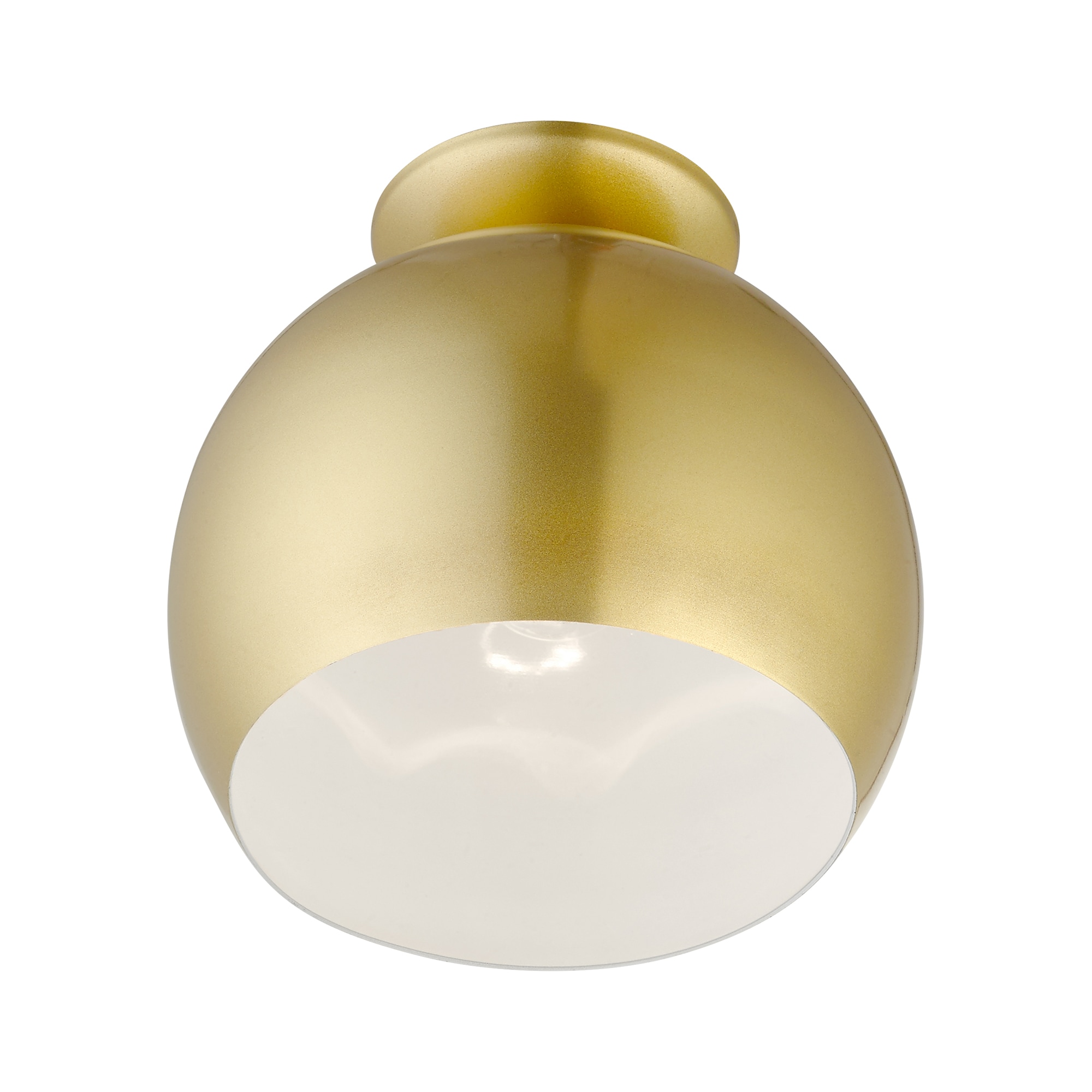 Piedmont Soft Gold Globe Flush Mount with Shiny White Interior