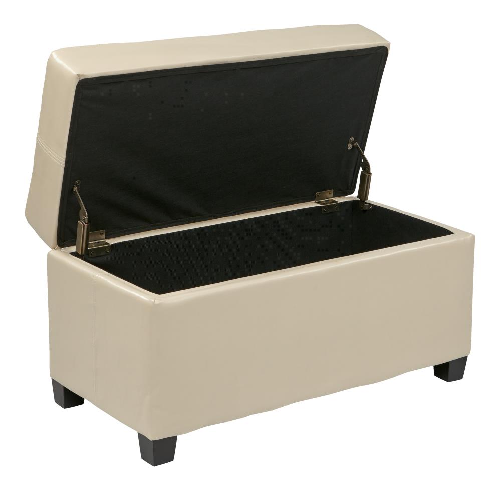 OSP Home Furnishings Metro Casual Cream Faux Leather Storage Ottoman At ...