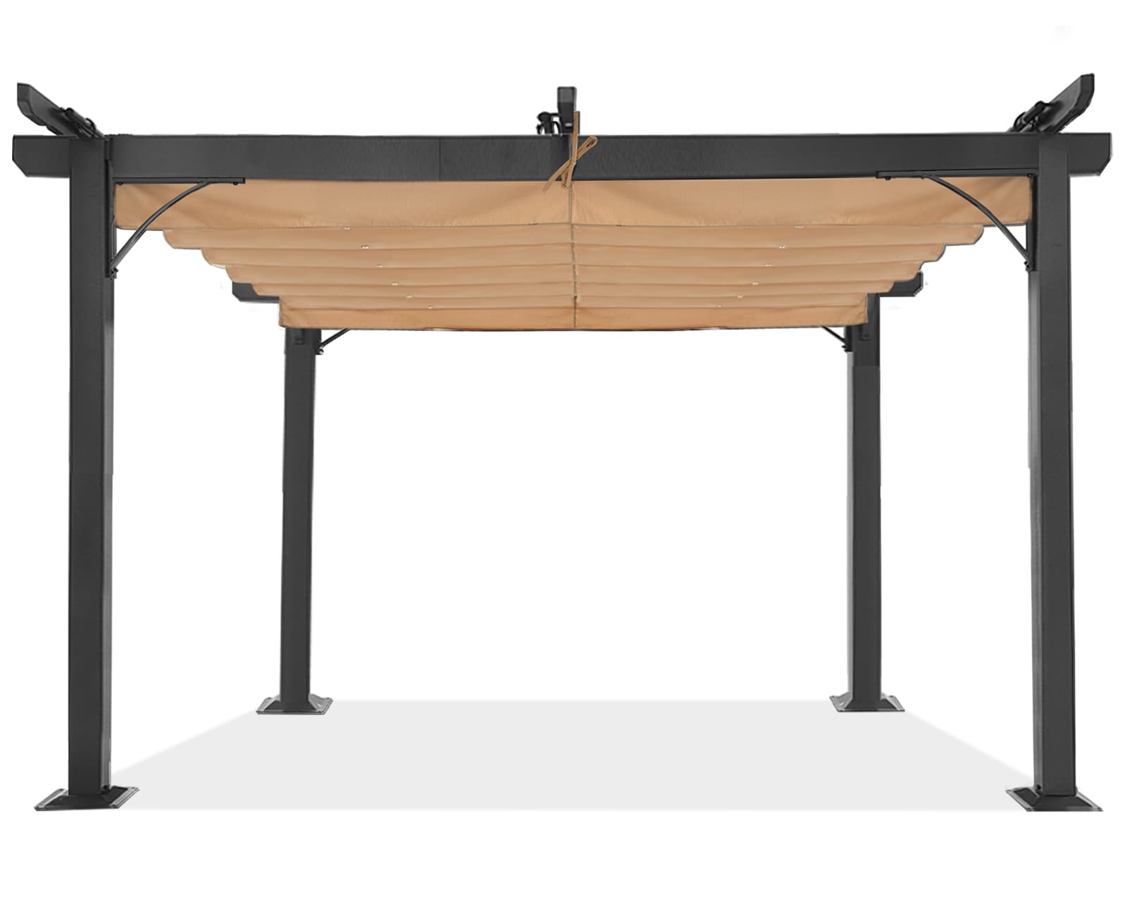 ABCCANOPY AHGHG025-1111BEIGE 10-ft W x 10-ft L x 7-ft 6-in H Beige Metal Attached Pergola with Canopy