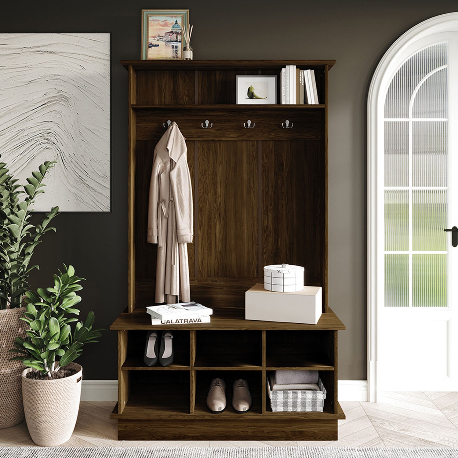 ChaletPosh C7052HT-BN Modern 39.96-in Brown Wood Hall Tree