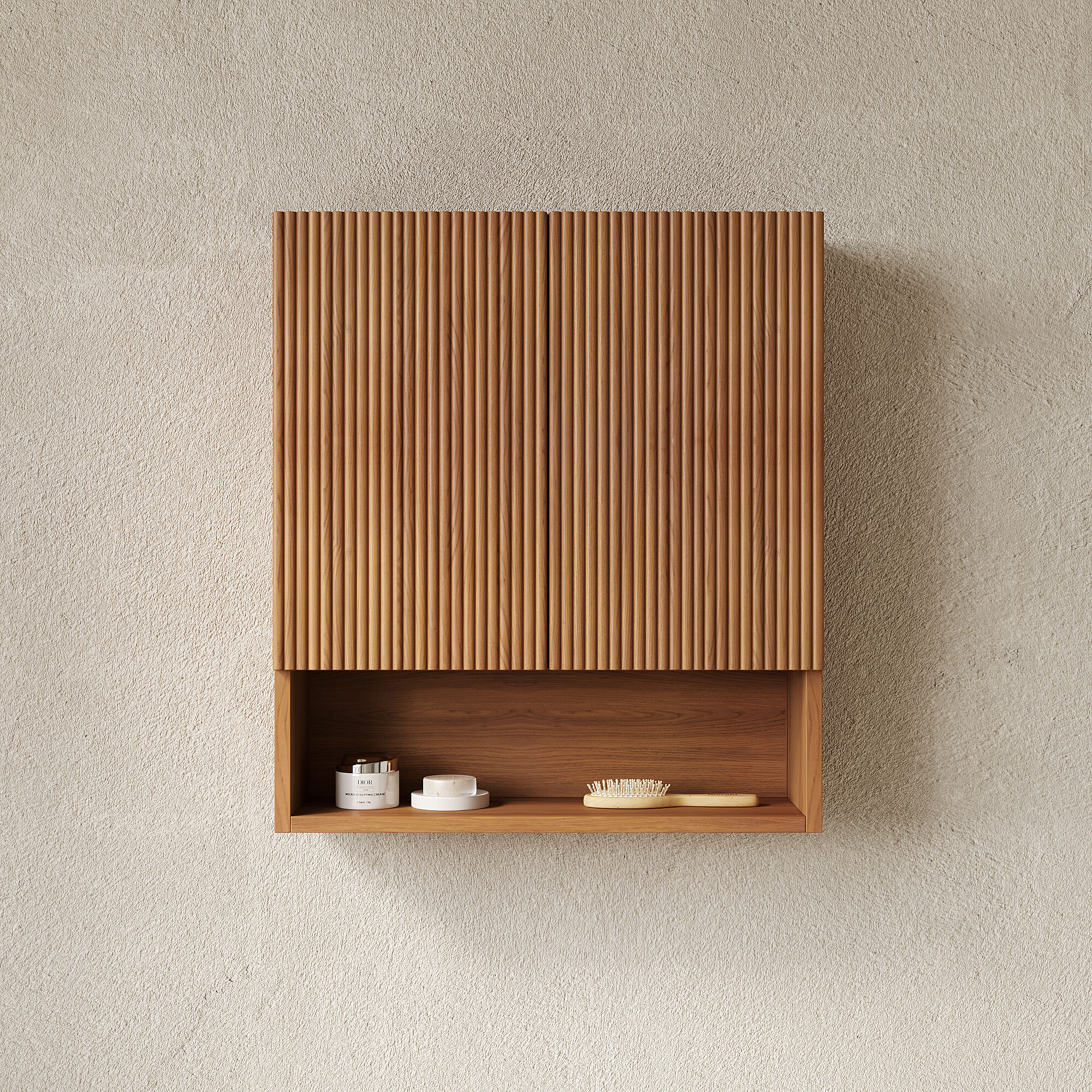 Roomfitters  26 Inch Brown Oak Over the Toilet Bathroom Wall Storage Cabinet
