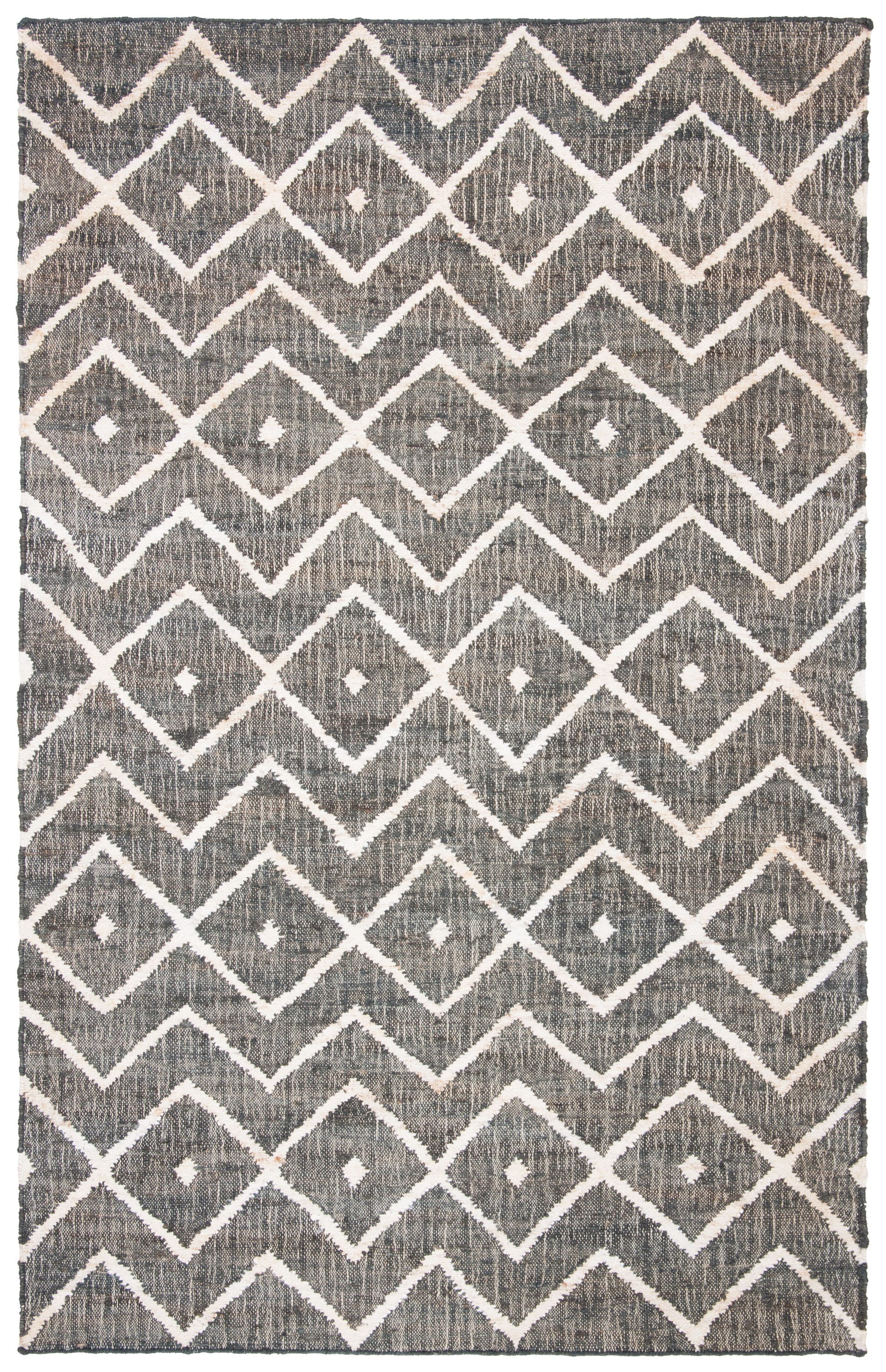 Handmade Charcoal and Natural Wool Cotton Round Area Rug