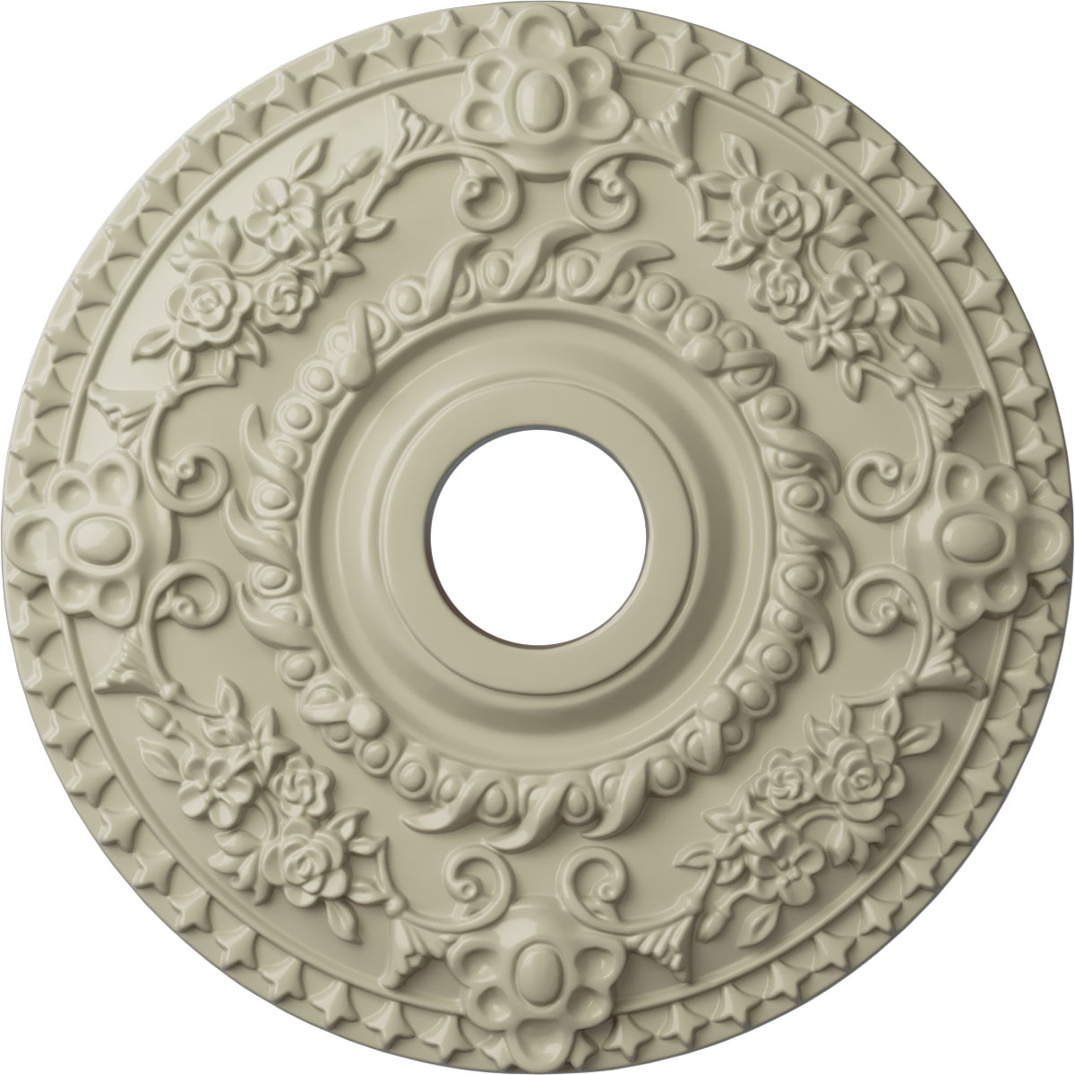Ekena Millwork CM18ROCYF Rose 18-in W x 18-in L Painted Clear Yellow Polyurethane Whole Ceiling Medallion