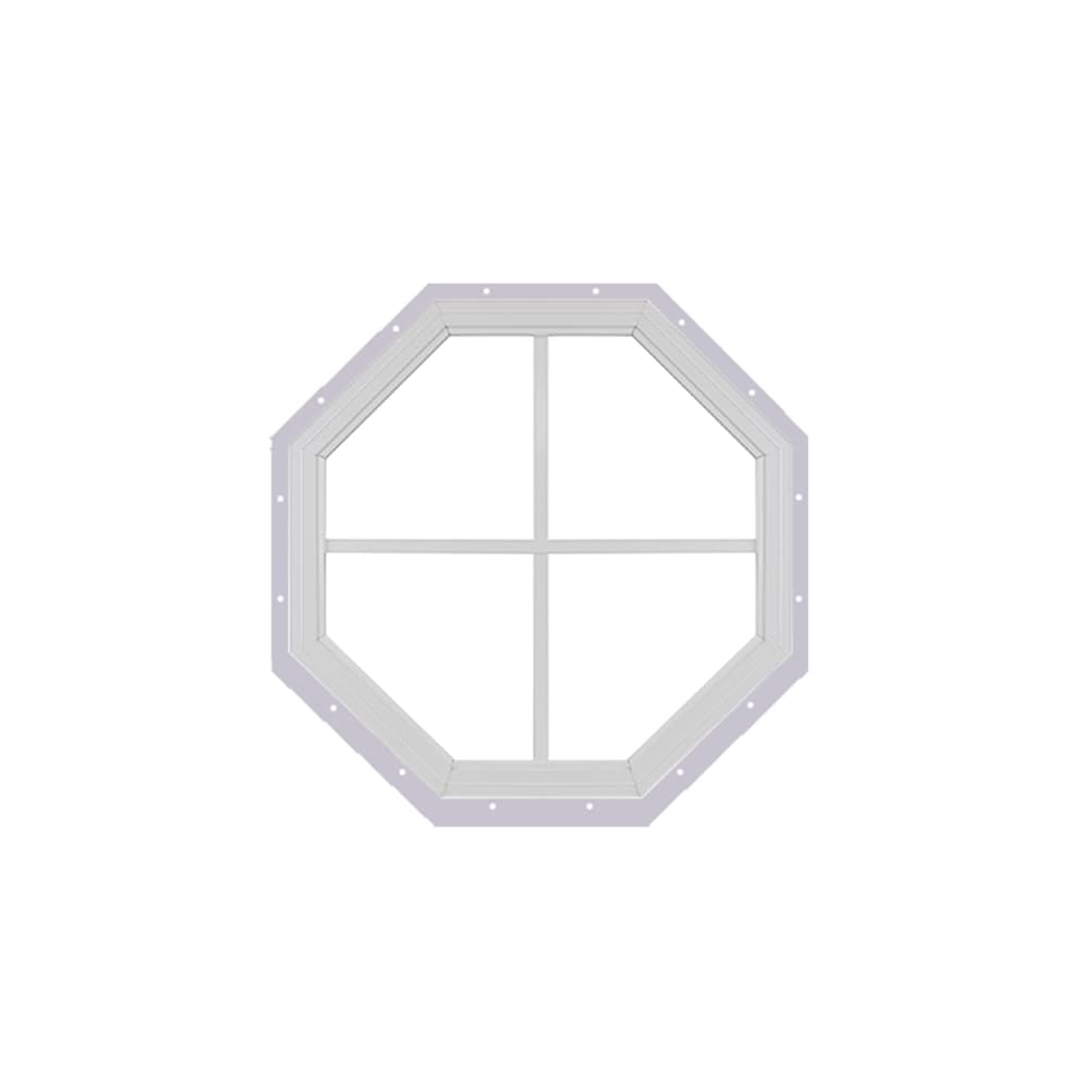 Shed Windows and More OCT14WJ Fixed Decorative 14 in Octagon White Aluminum Window (J-Channel Mount) Fixed Window Tempered Glass