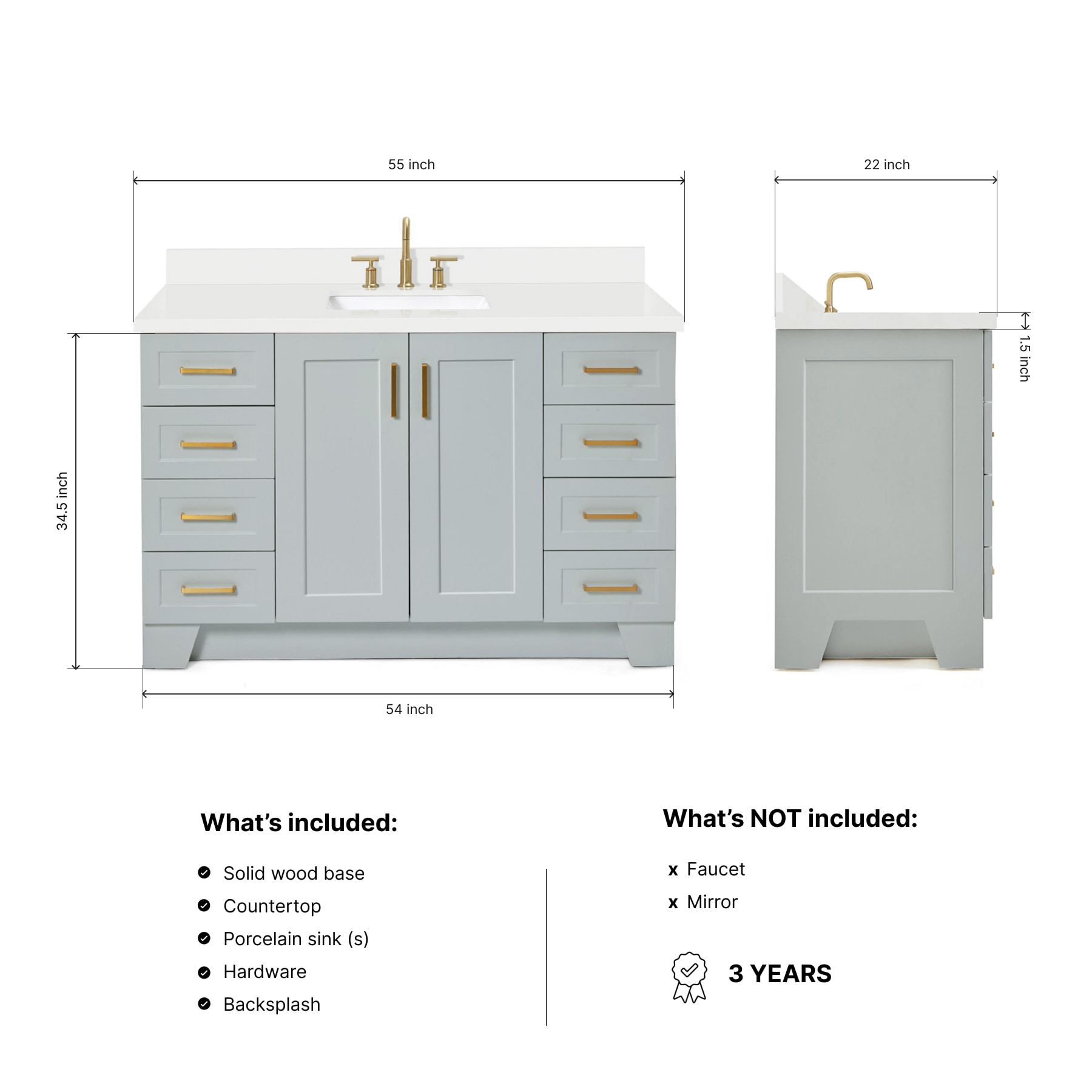 ARIEL Q055SWQRVOGRY Bath-Vanity-Combo - View #3