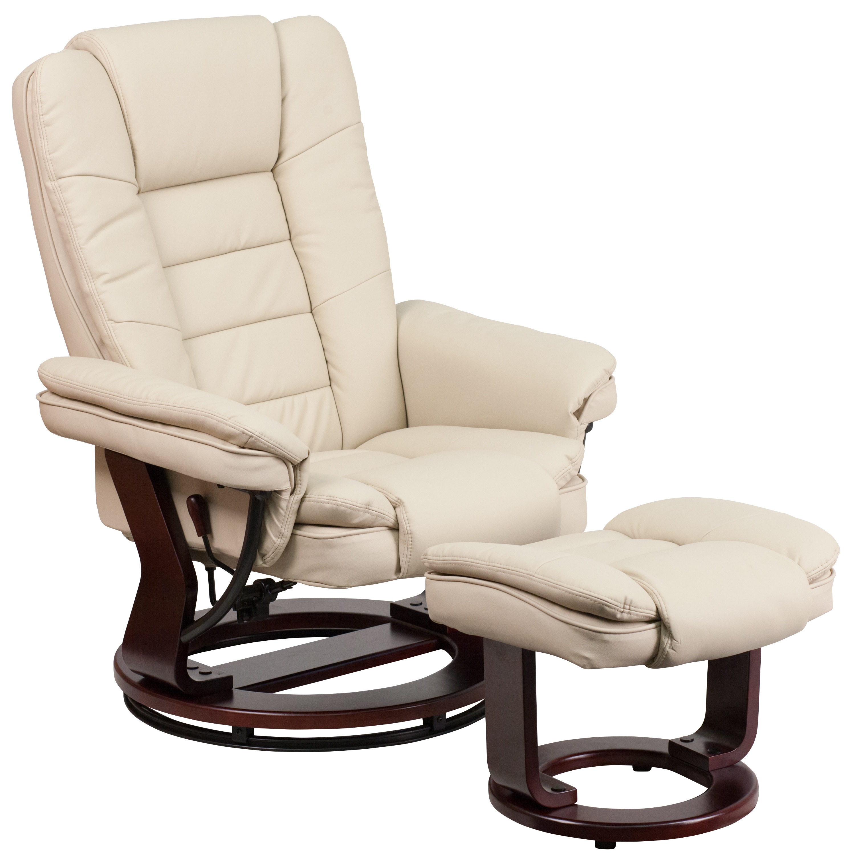 Flash Furniture 889142014751 Beige Faux leather Upholstered Swivel Recliner with Ottoman Set
