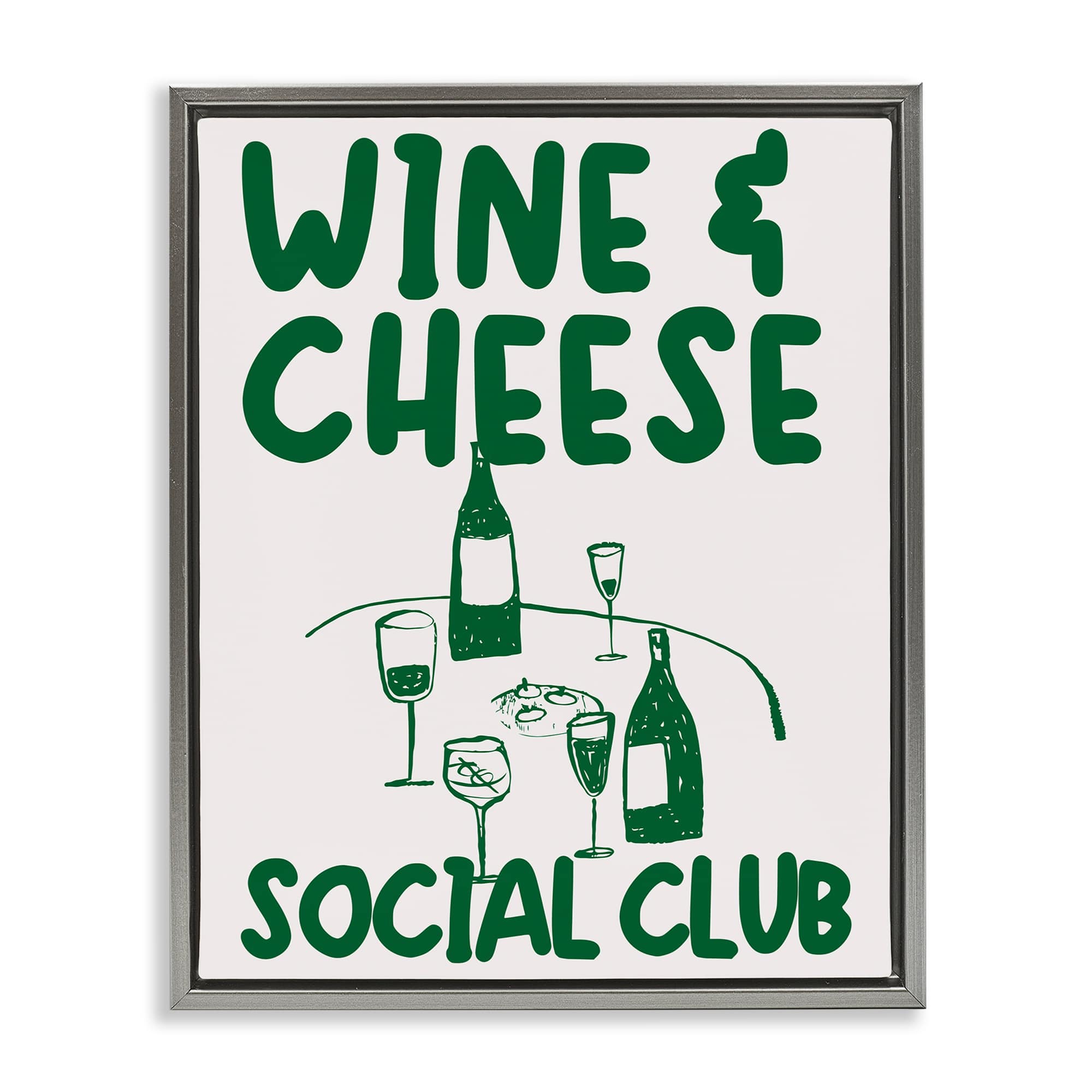 Stupell Industries BS-941-FFL-24X30 Wine and Cheese Social Club Gray Framed Floater Canvas Wall Art By House of Lulu 25 x 31
