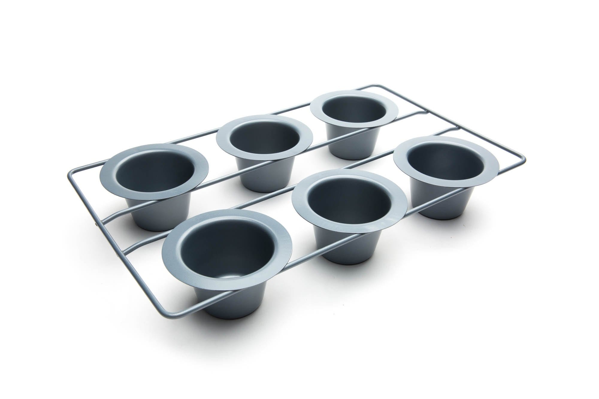DHMHD Non Stick Popover Pan 6 Cup Yorkshire Pudding Pan Grey Durable Carbon Steel Bakeware durable home and garden accessory designed for #LDH0821X045