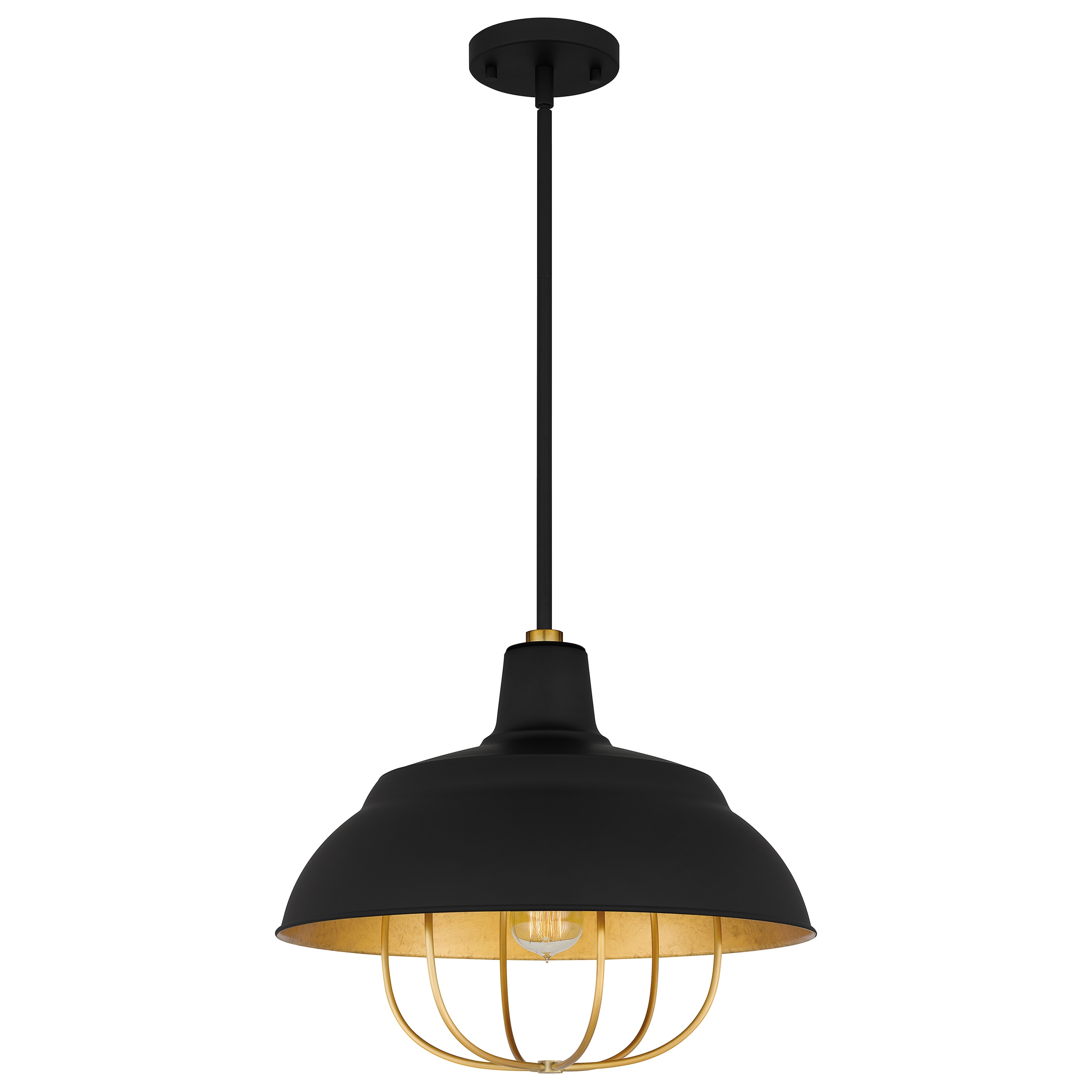 Quoizel Darmody Matte Black Farmhouse Dome Pendant Light in the Pendant ...