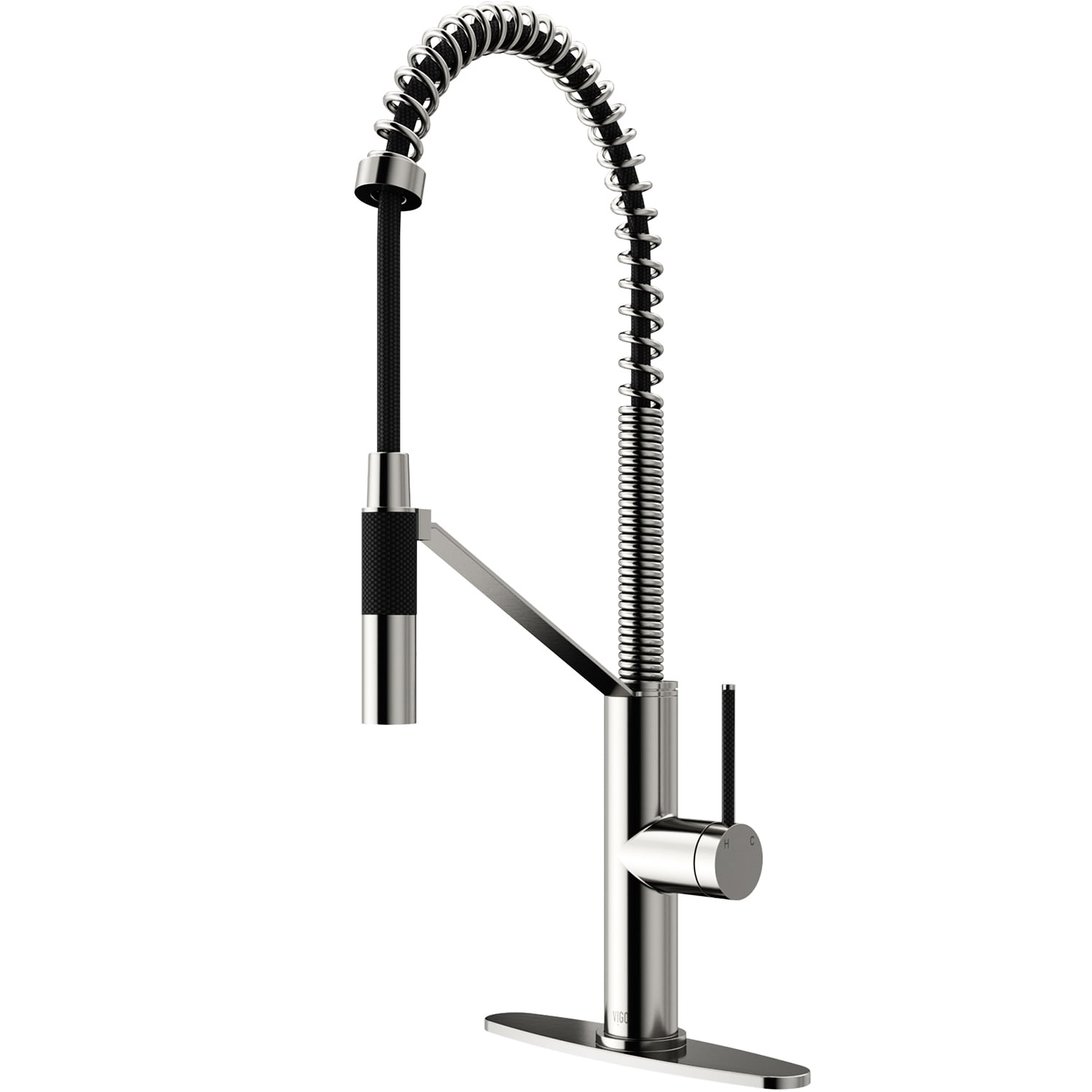 VIGO VG02027STK1 Livingston Stainless steel Single Handle Deck-mount Pull-down Kitchen Faucet with Sprayer ( Deck Plate Included )
