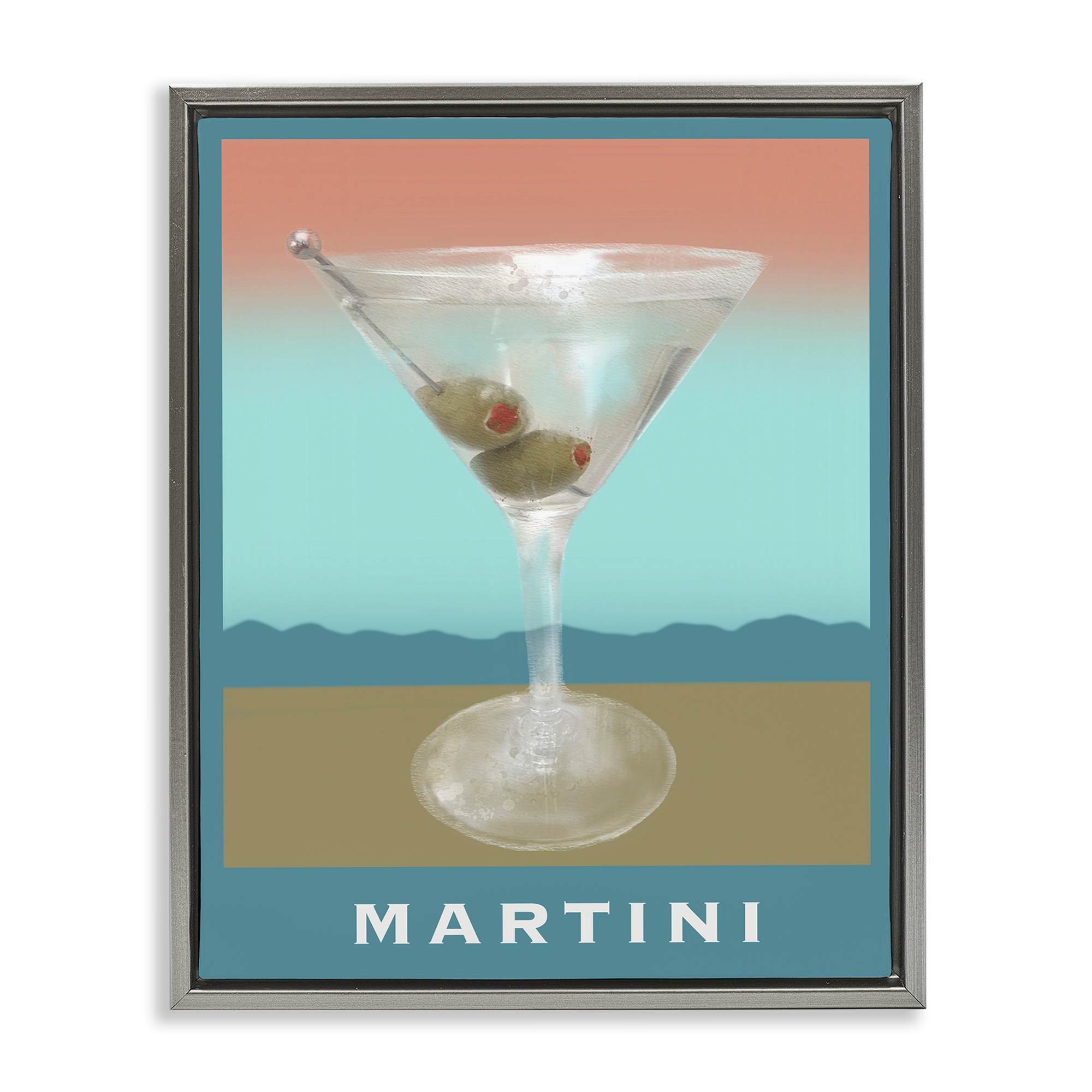 Stupell Industries BS-496-FFL-24X30 Martini over Muted Tones Gray Framed Floater Canvas Wall Art By Matthew Piotrowicz 25 x 31