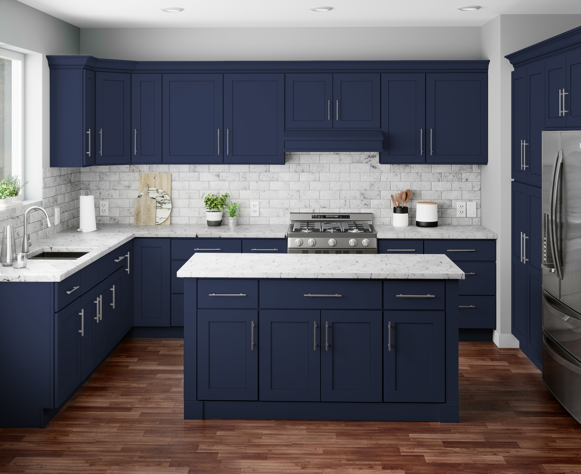 RELIABILT  Creston Navy Blue Ready to Assemble (RTA) Cabinet Collection (with Recessed Panel Shaker Door Style)