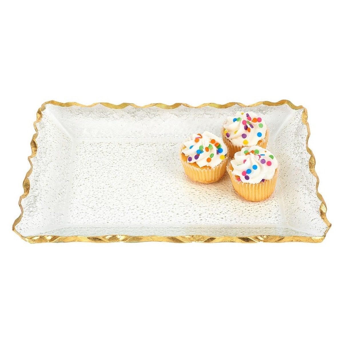 HomeRoots 4000390098 1-in x 14-in Gold Rectangle Serving Tray