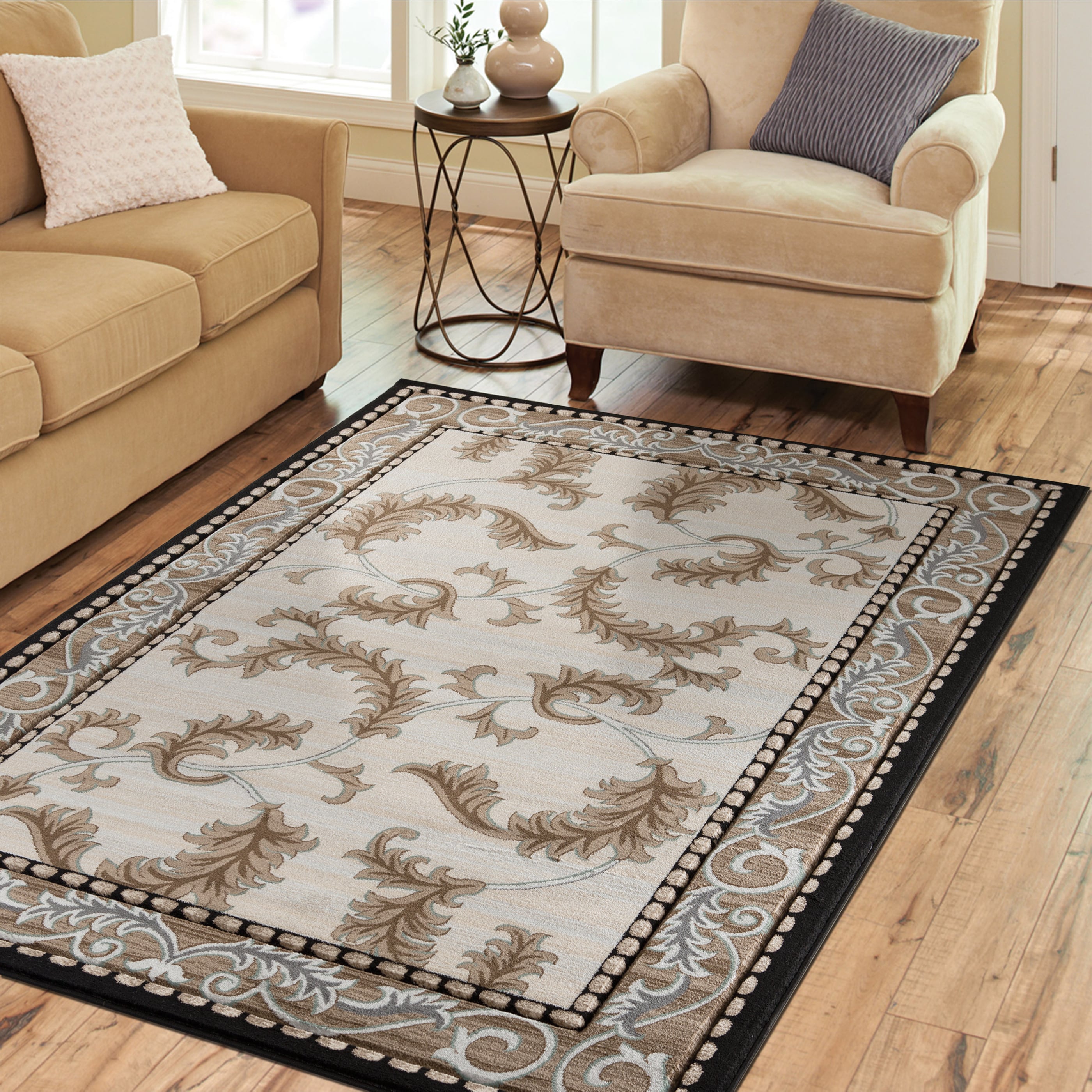 MDA Rugs GM091014 Glamour 10 x 14 (ft) Polypropylene Cream/Black Rectangular Indoor Abstract Area rug